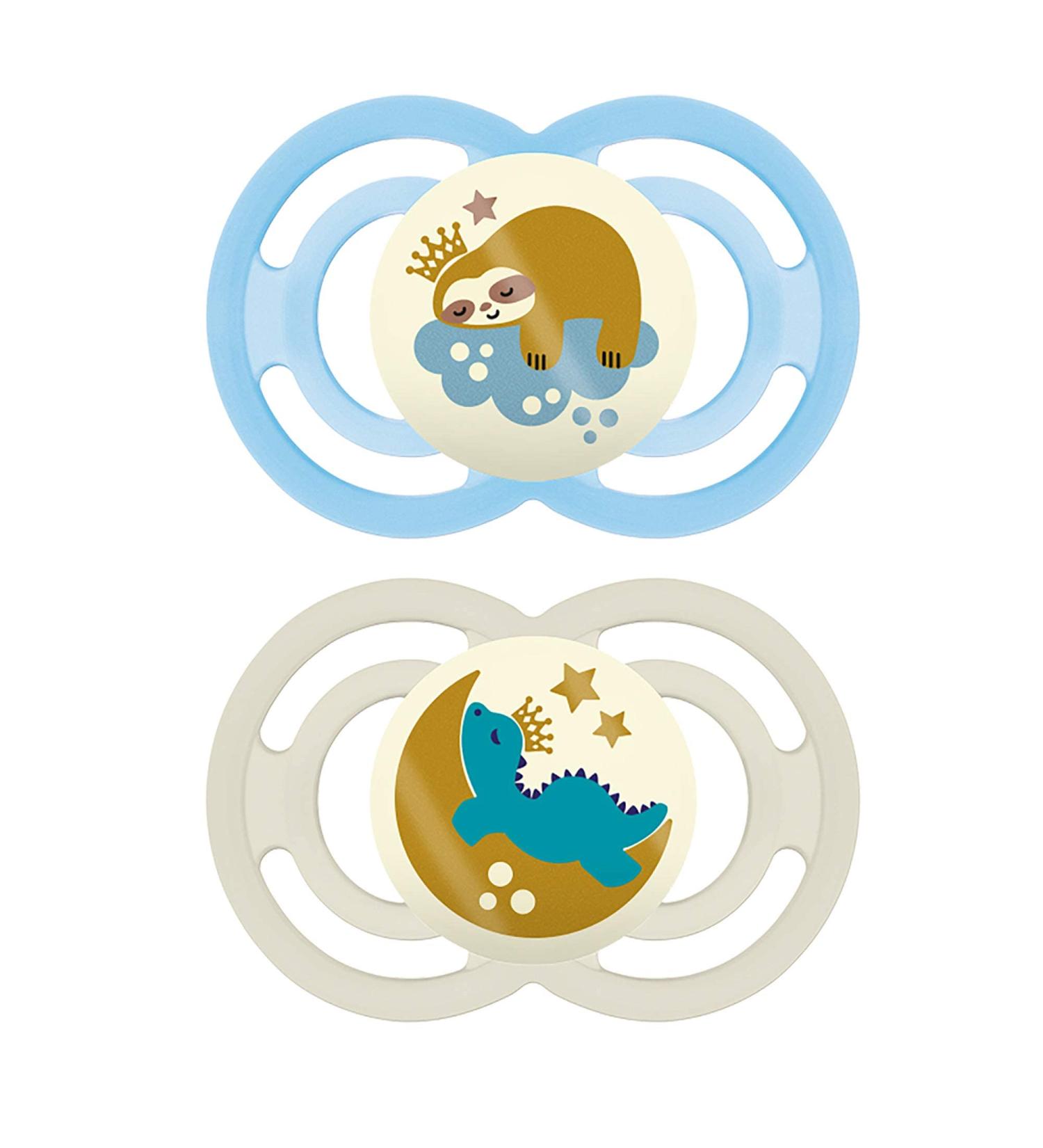 MAM Perfect Night Baby Pacifier | Glows in the Dark | Patented Nipple | 2 Pack for 16+ Months | Ideal for Boys - Buy Online on GoSupps.com