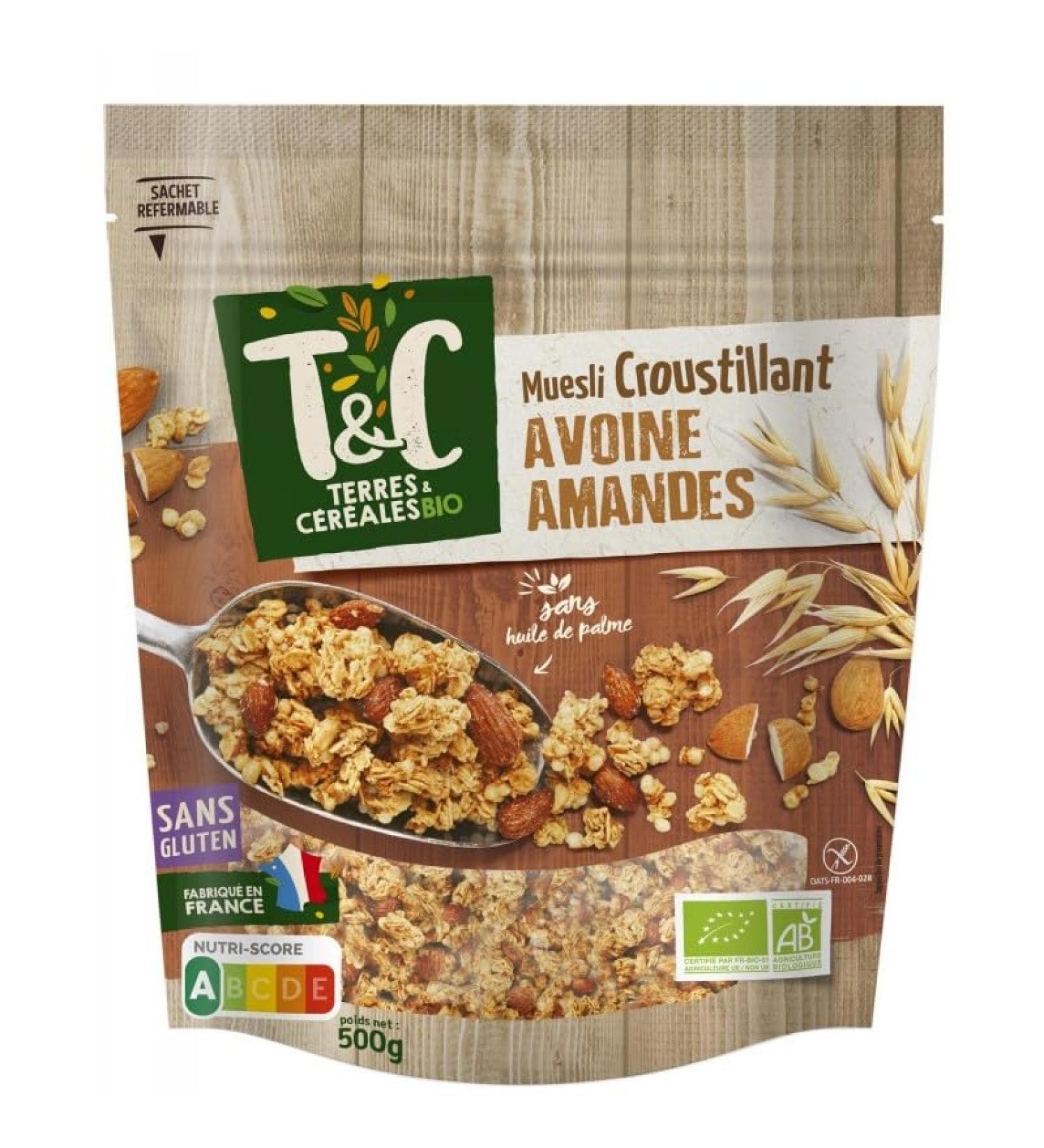 Muesli Croustillant Bio sans Gluten - Terres et C r ales - 500g D licieusement croustillant et nutritif id al pour une alimentation saine et quilibr e. - Le Lot De 3