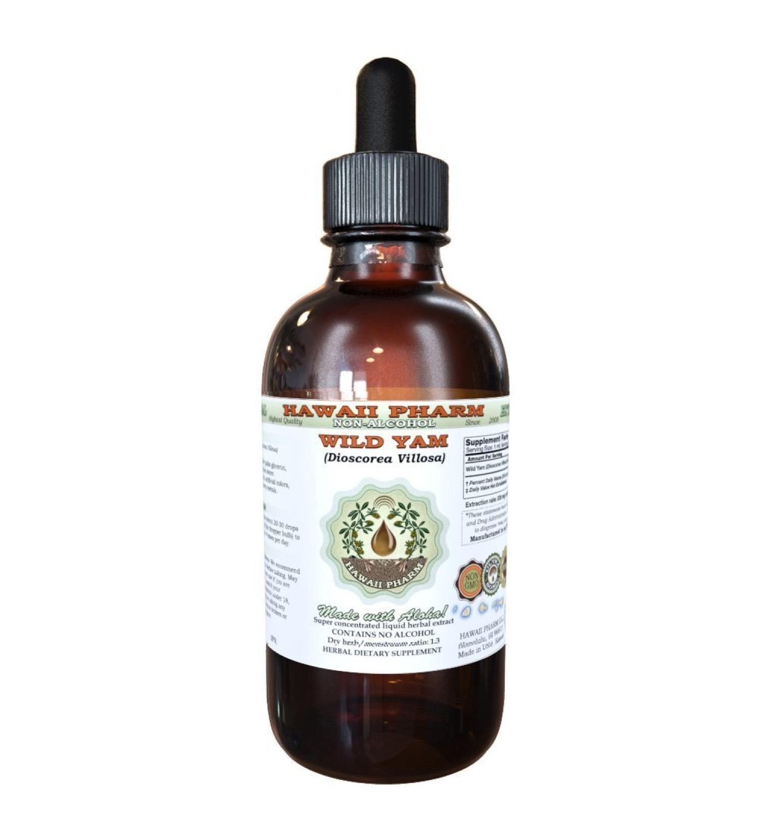 HawaiiPharm Wild Yam Alcohol-Free Liquid Extract - 2 fl.oz - Natural Herbal Supplement - Made in USA - Buy Online on GoSupps.com