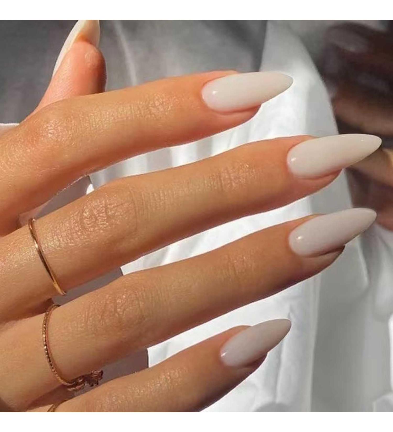 Almond Press on French Nails - Full Cover Acrylic Fake Nails for Women & Girls | 24PCS Color 11 - Buy Online on GoSupps.com