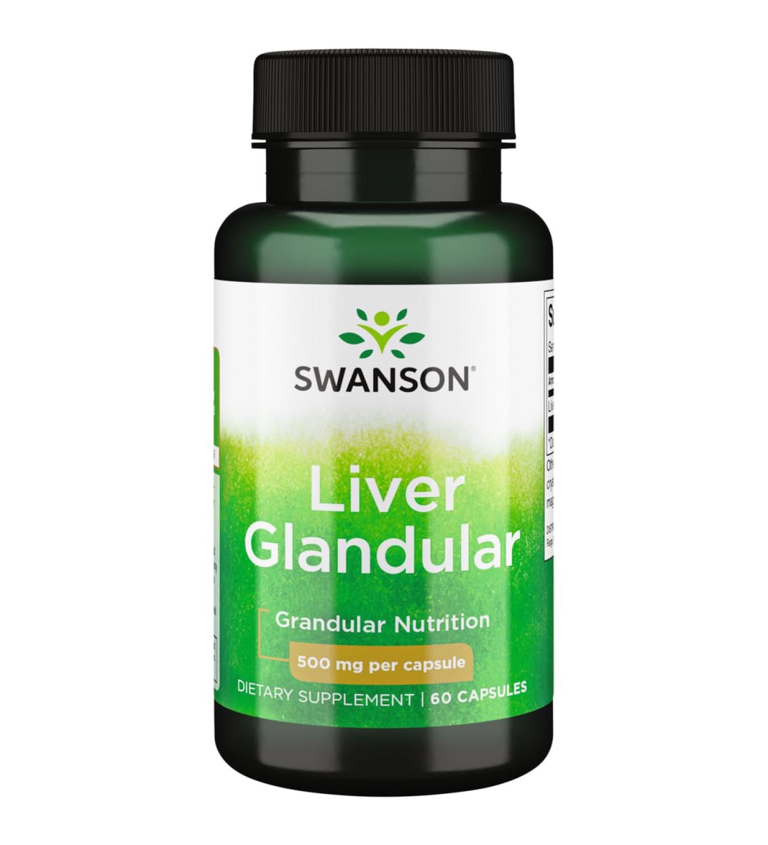 Swanson Liver Glandular 500 Milligrams 60 Capsules
