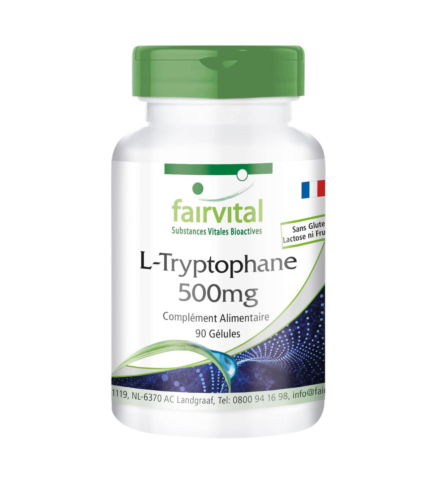 Fairvital | L-Tryptophan 500mg - VEGAN - Highly dosed - 90 capsules - essential amino acid - Buy Online on GoSupps.com