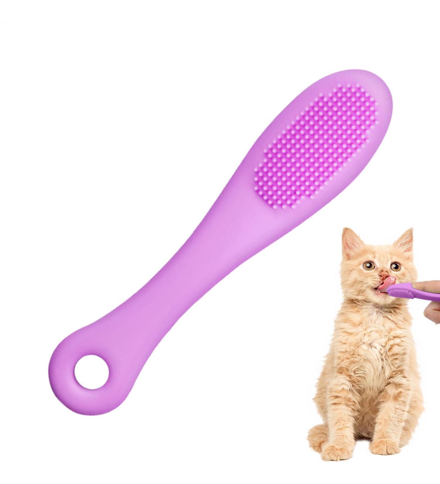 Grooming Brush for Cat Chin | Grooming Chin Scrubber Soft Chin Brush | Non-Slip Cleaning Brush Finger Multifunctional Pet Supplies for Cats Purple - Buy Online on GoSupps.com