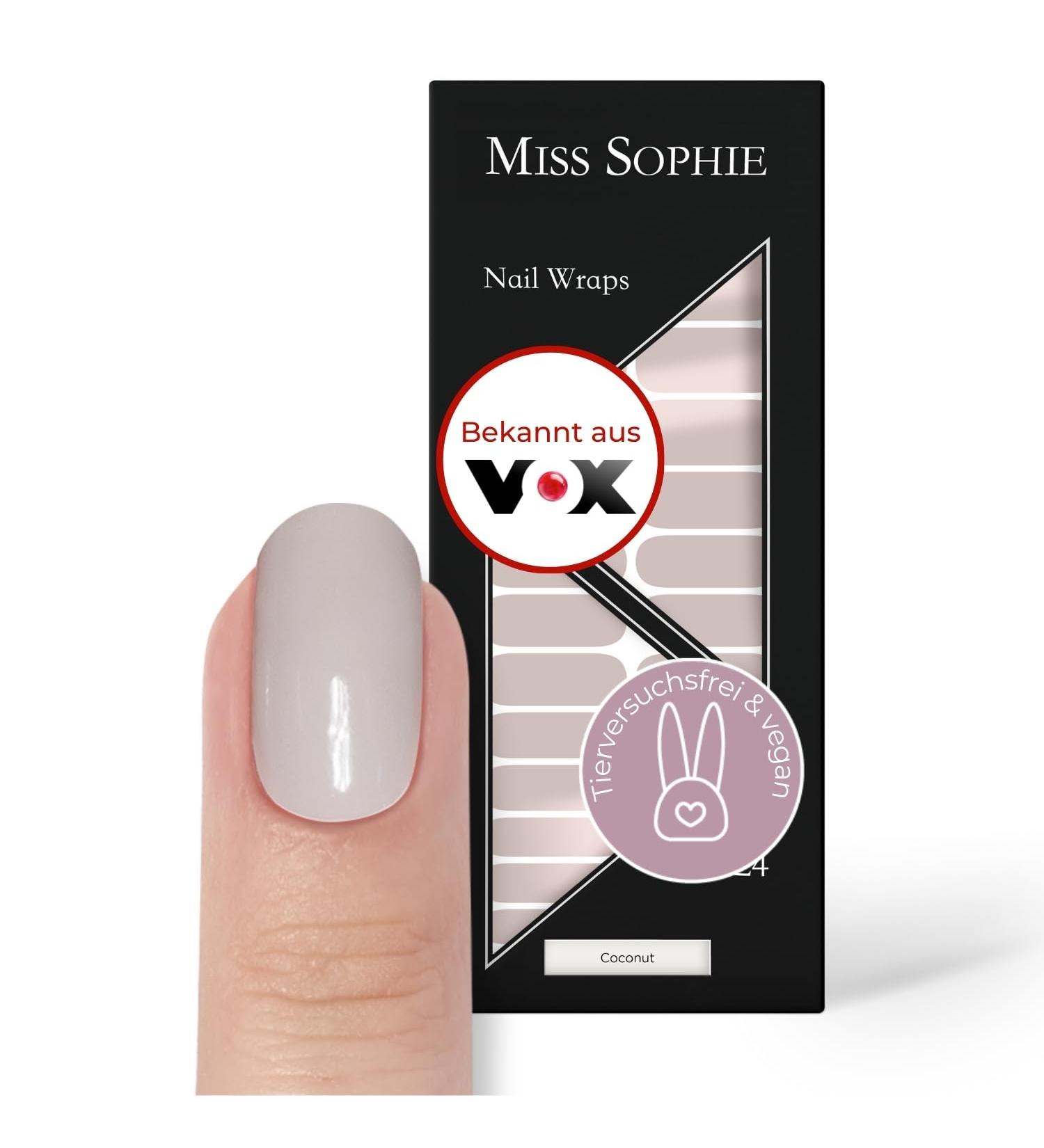 Original Miss Sophie Nail Foils Soft Touch - 24 Ultra-Thin Nail Polish Strips in Coconut for Nails & Toes - Perfect for Natural Painted Acrylic Gel & Shellac Nails - International Shipping Available - Buy Online on GoSupps.com