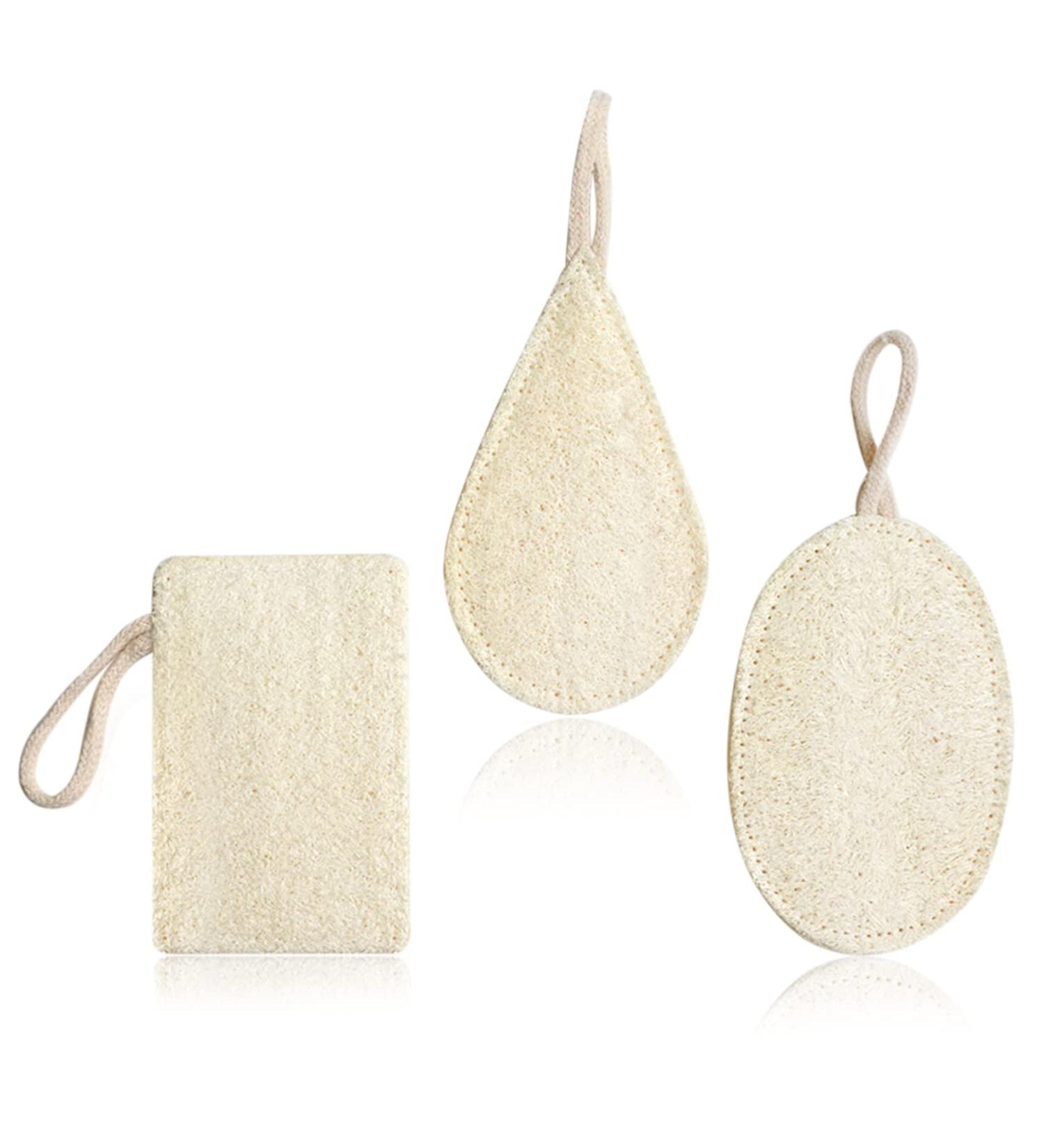 Buy 3 Pack Natural Luffa Sponge - Eco-Friendly & Biodegradable Body Peeling Shower Sponge for Men & Women - Buy Online on GoSupps.com