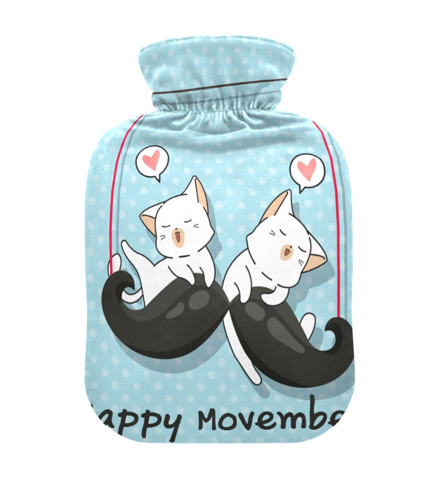 Cozy Cats & Big Mustache 2L Hot Water Bottle | Soft Fleece Cover for Hot & Cold Compresses - Perfect for All Pets! - Buy Online on GoSupps.com