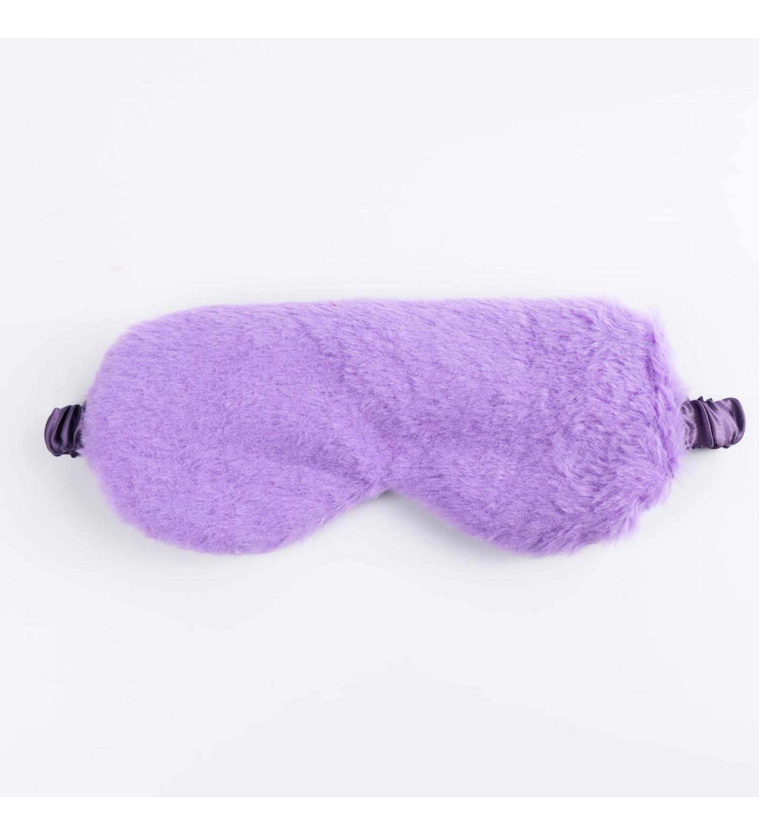 Plush Eye Mask Luxurious Comfort with Soft Faux Fur Satin Back and Fluffy Texture - Ideal for Light Sleep Nap or as a Party Favor for Girls and Women (Purple)