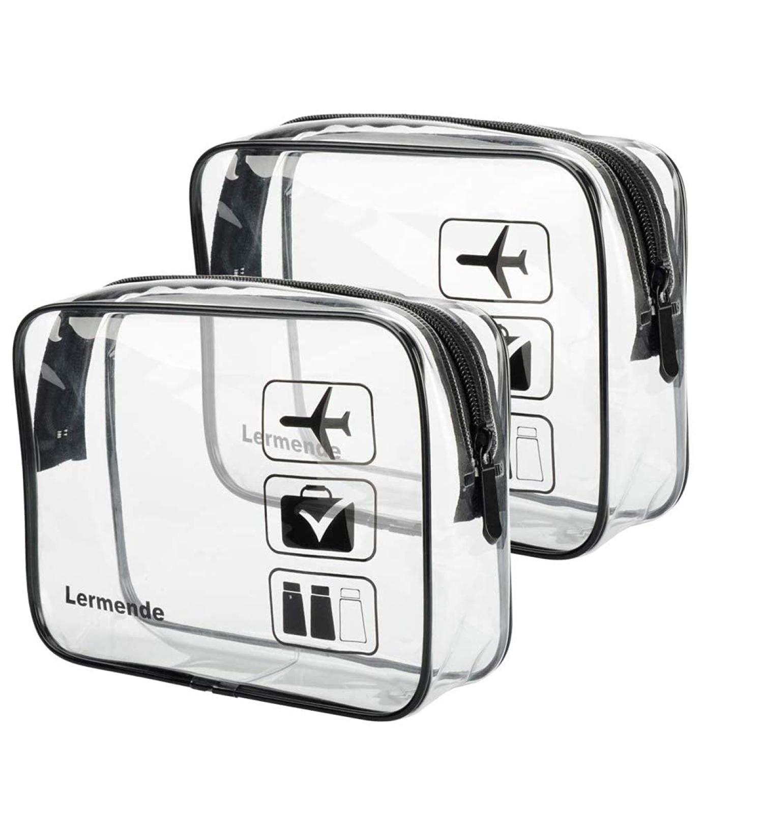TSA Approved Clear Toiletry Bag Set - 2pcs Quart Sized 3-1-1 Kit for Travel, Carry On Airport Compliant (Black) - Buy Online on GoSupps.com