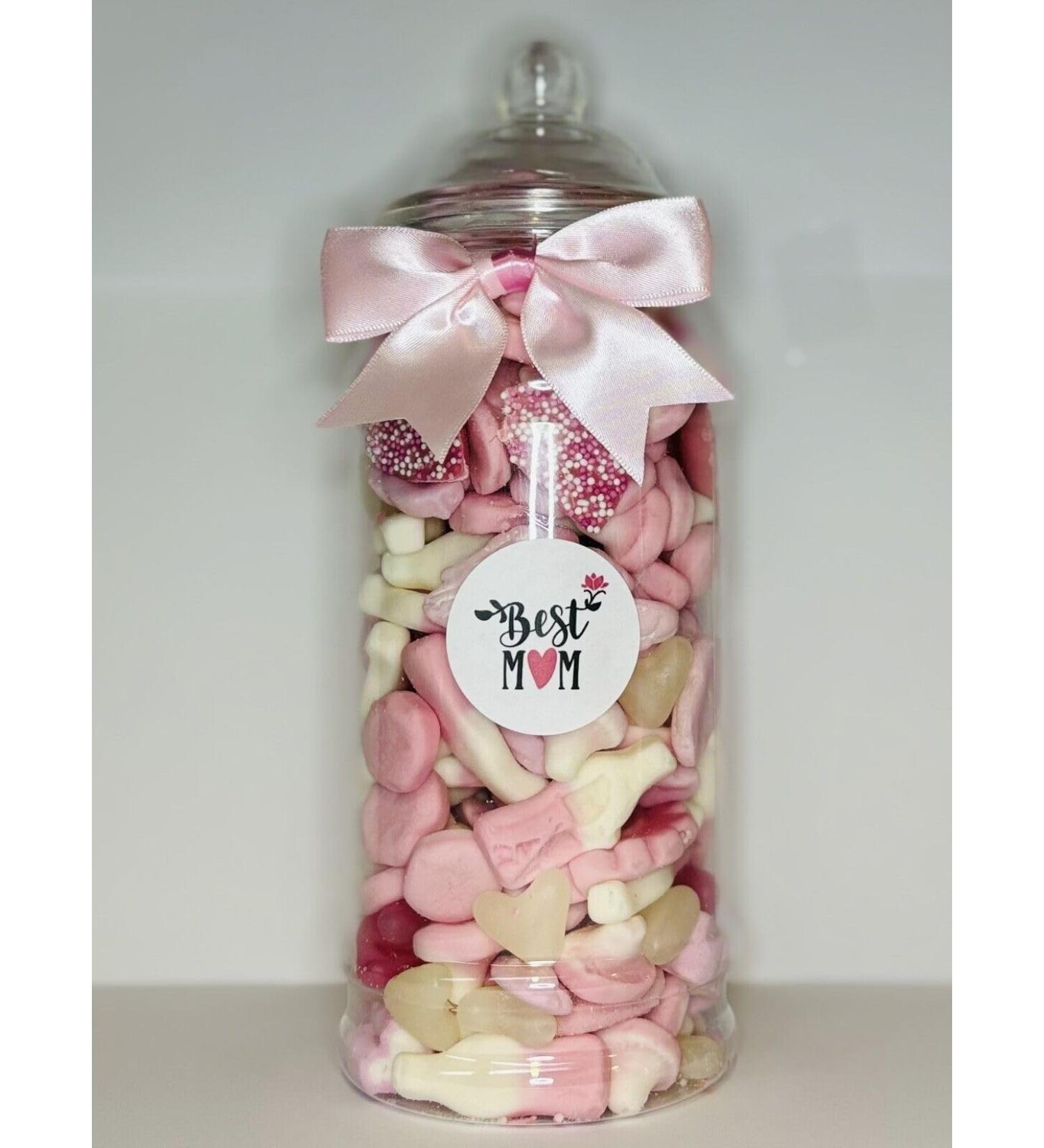 Best Mum Filled Pink Pick N Mix Gummy Sweet Victorian Jar Gift Present 970ml - Buy Online on GoSupps.com