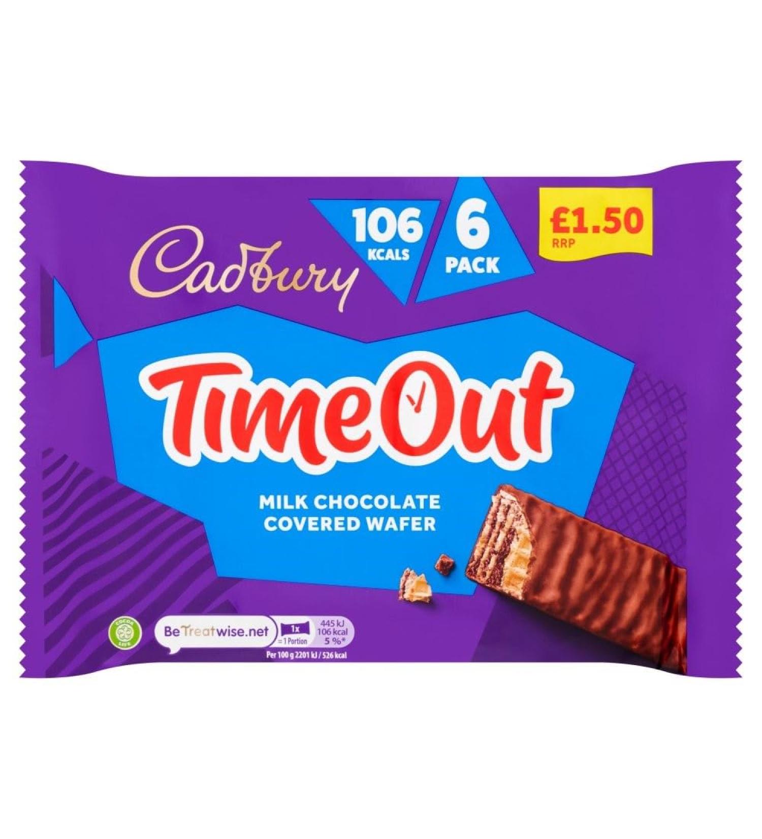 Cadbury Cadbury Timeout Milk Chocolate Covered Wafers (6 Packs of 13)