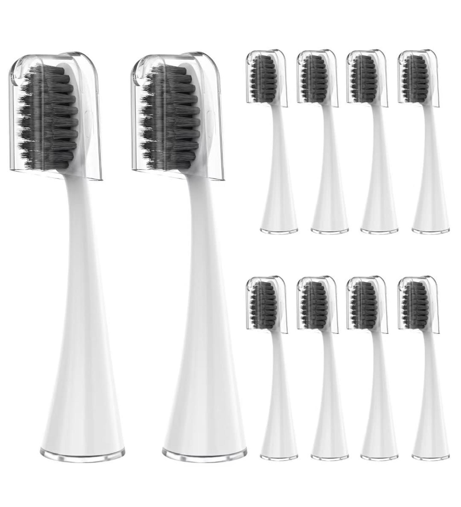 Replacement Toothbrush Heads for Burst Electric Toothbrush - Soft Charcoal Bristles Deep Cleaning Plaque Removal - 10 Count with Dust Covers - Buy Online on GoSupps.com