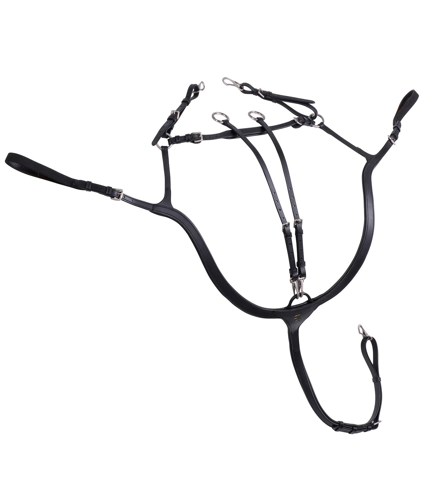 Sunride Front Stuff Ascot for Horses - Real Leather 5-Point & 3-Point Martingal - COB Black - Quick Threading Rings - Buy Online on GoSupps.com
