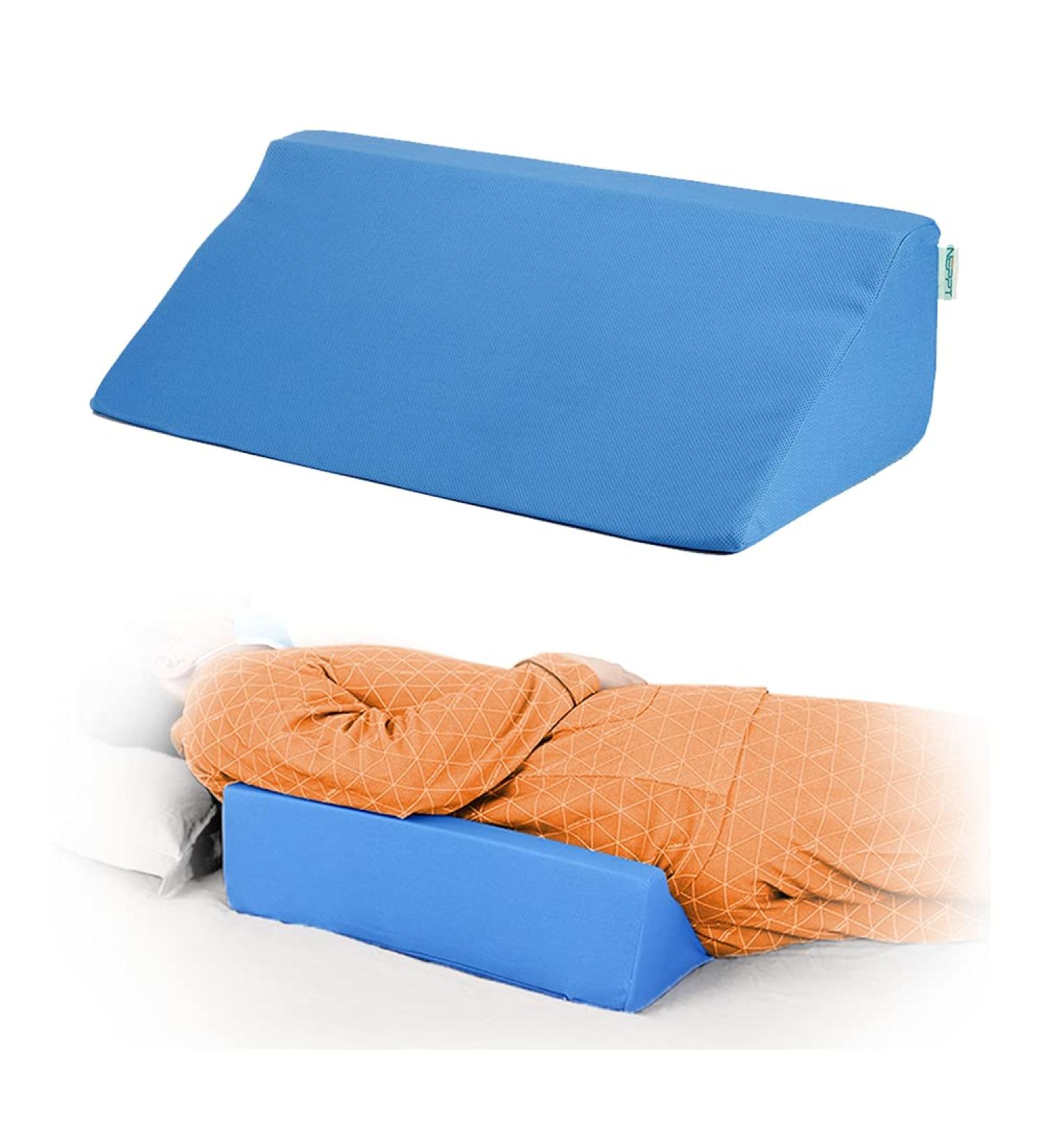 Blue Wedge Pillow for Surgery Recovery & Pregnancy - 30 Degree Incline, Back Pain Relief, Body Positioner & Pressure Ulcer Support - Buy Online on GoSupps.com