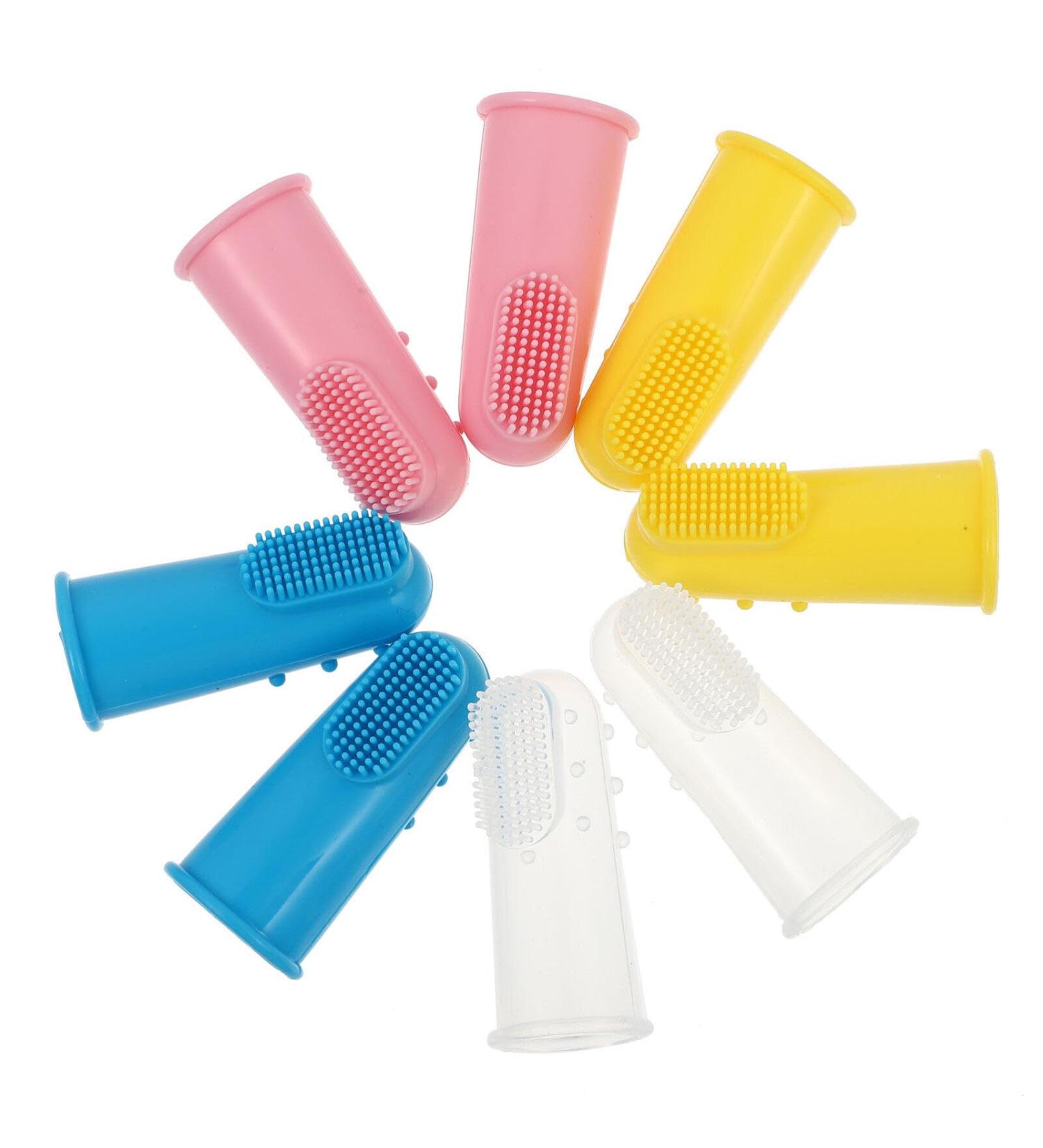 Healeeved toddler toy 4 pieces of silicone made of silicone finger toothbrush cuddly toy 360o finger toothbrush rubber finger the dog pebble gel cleaning rod re -born