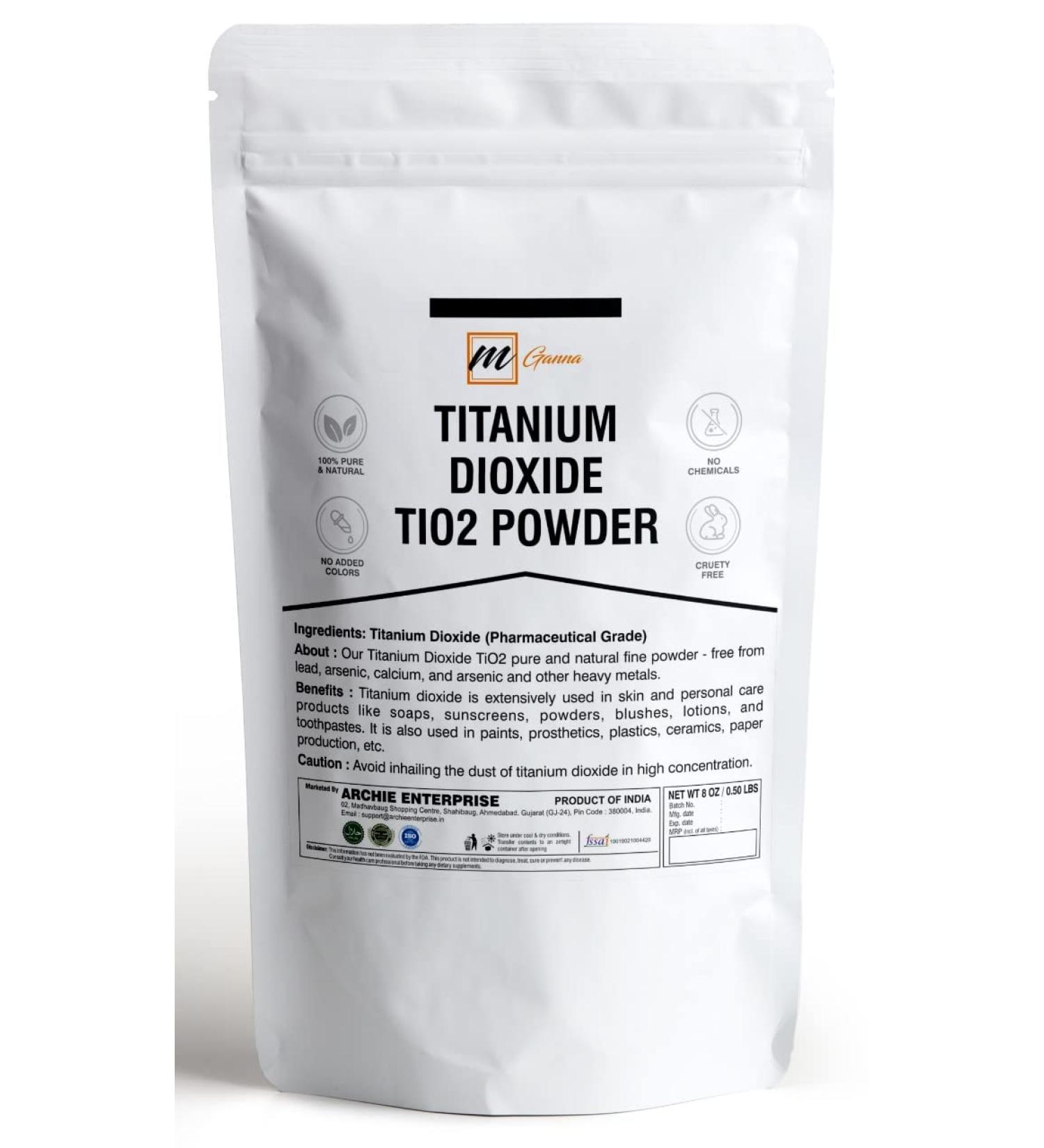 Ganna 100% Natural Titanium Dioxide Powder for Skin, Hair & Health Care - 0.5 LBS / 227 GMS - Buy Online on GoSupps.com