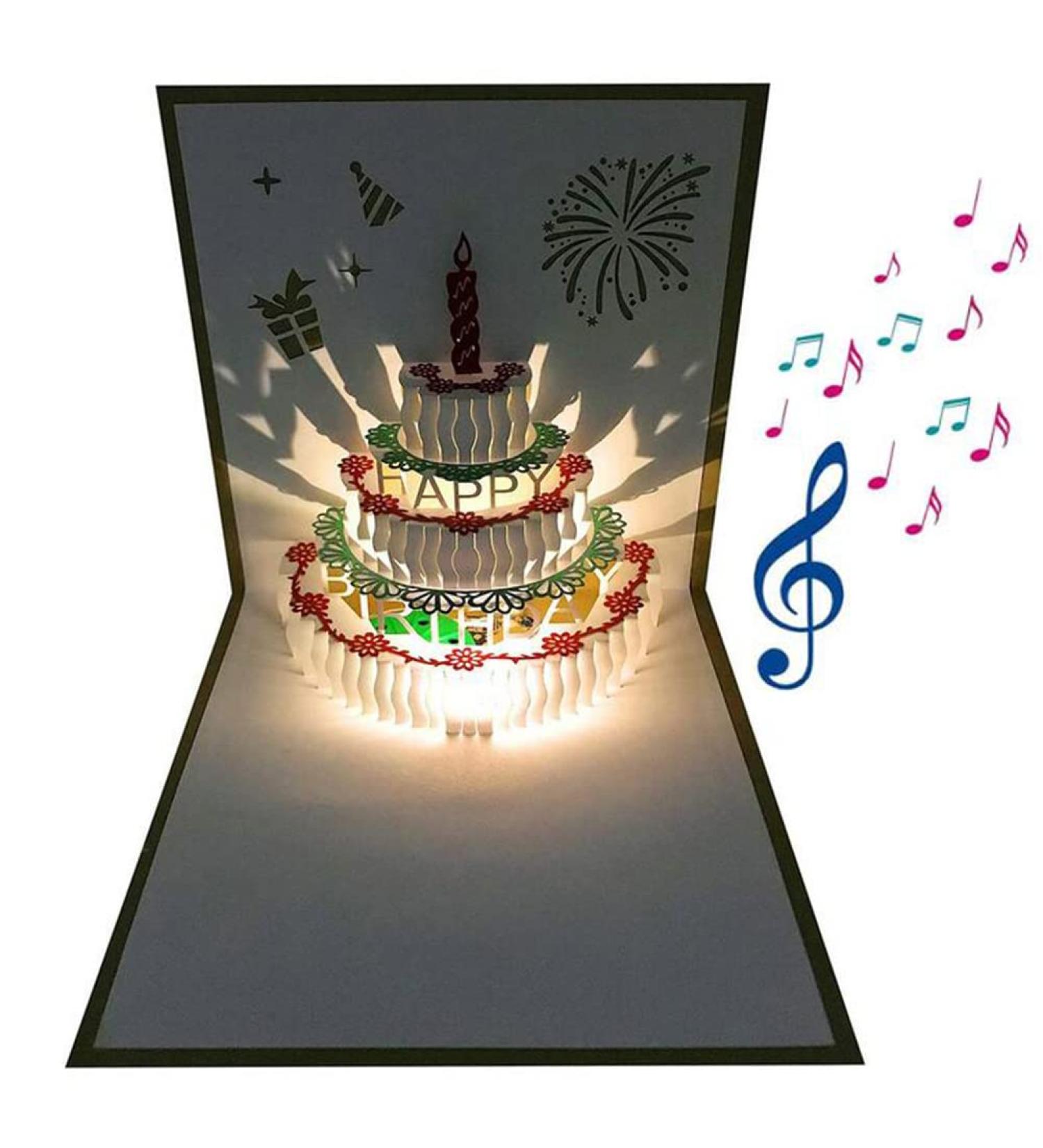 WESAPPINC 3D Pop Up Birthday Cards Warming LED Light Birthday Cake Music Happy Birthday Card Postcards Pop Up Greeting Cards Laser Cut Happy Birthday Cards Best for Mom Wife Sister Boy Girl Friends (1Pack LED birthday card) - Buy Online on GoSupps.com