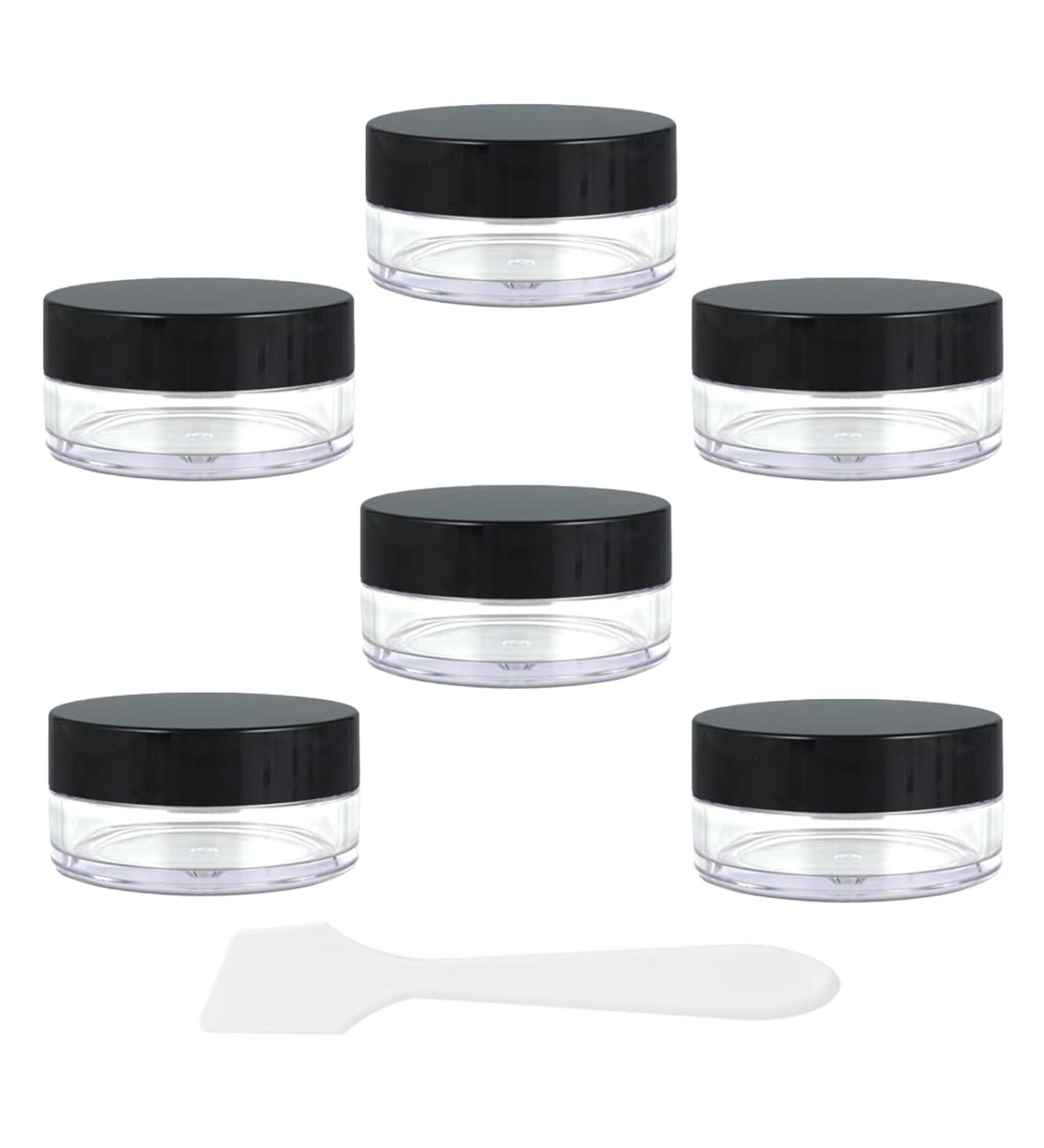 Transparent Empty Jar Set - 6 Mini 5ml Containers with Spatula for Lotion Cream Candles & Cosmetics - Travel Potty Jar for All Your Needs - Buy Online on GoSupps.com