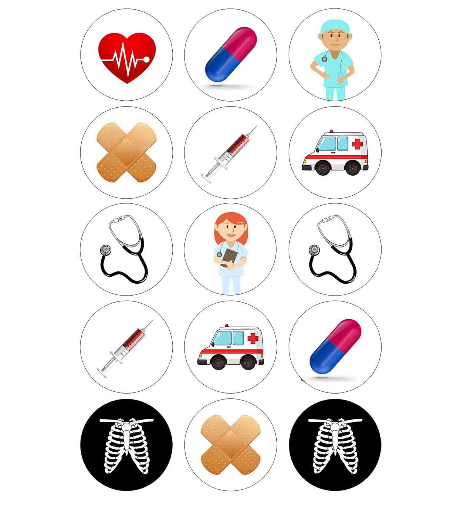 Nurse Cupcake Toppers 15 x 2" pre-cut per sheet