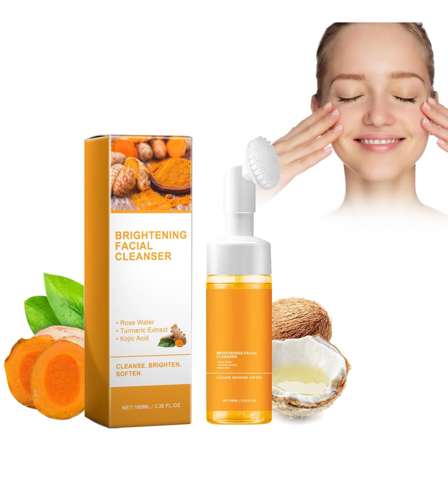  Utapossin Facial cleanser with turmeric extract 100 ml nourishing cleanser deep cleansing foam to refine pores hydrating rose water and kojic acid gentle cleansing for - Buy Online on GoSupps.com