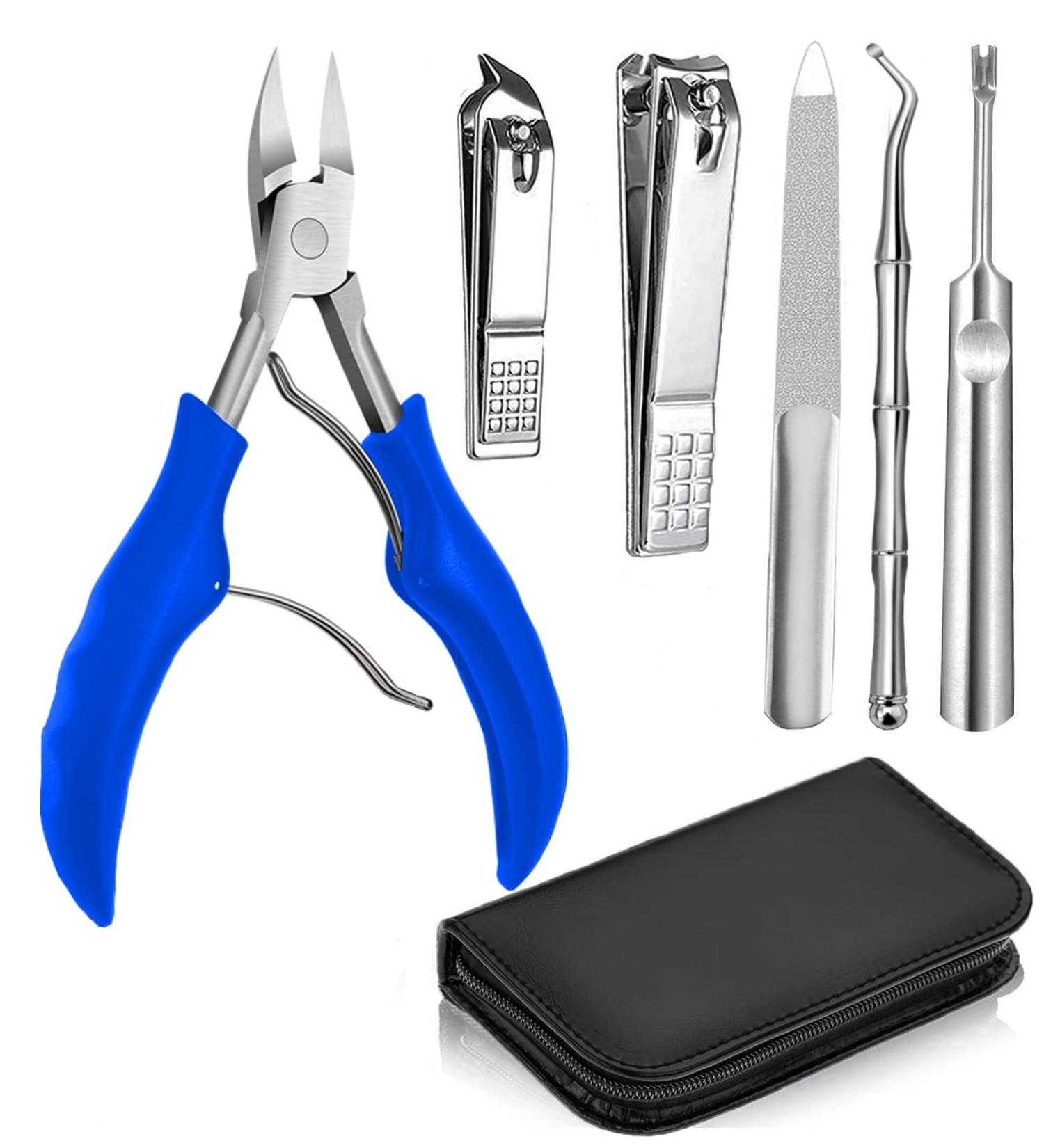 Nail Clippers Set for Thick Nails or Ingrown Toenails Large Toe Nail Trimmer Clipper Kit with Stainless Steel Sharp Blades Soft Grip Handle for Men Women Seniors Blue - Buy Online on GoSupps.com