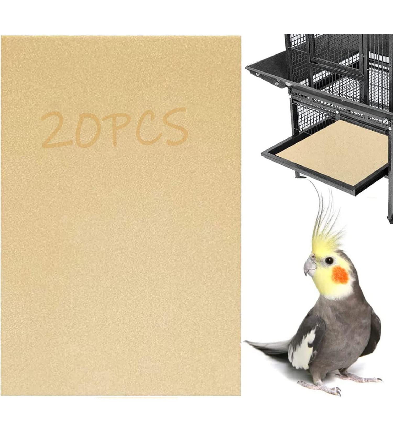 20 Pcs Gravel Liner Paper for Bird Cage 11 x 17 inch Birdcage Liner Bedding Calcium Paper Special for Bird Cage in Sea Sand Easy Clean Pet Sandpaper Light Yellow Sandpaper for Parrots Cockatiels - Buy Online on GoSupps.com