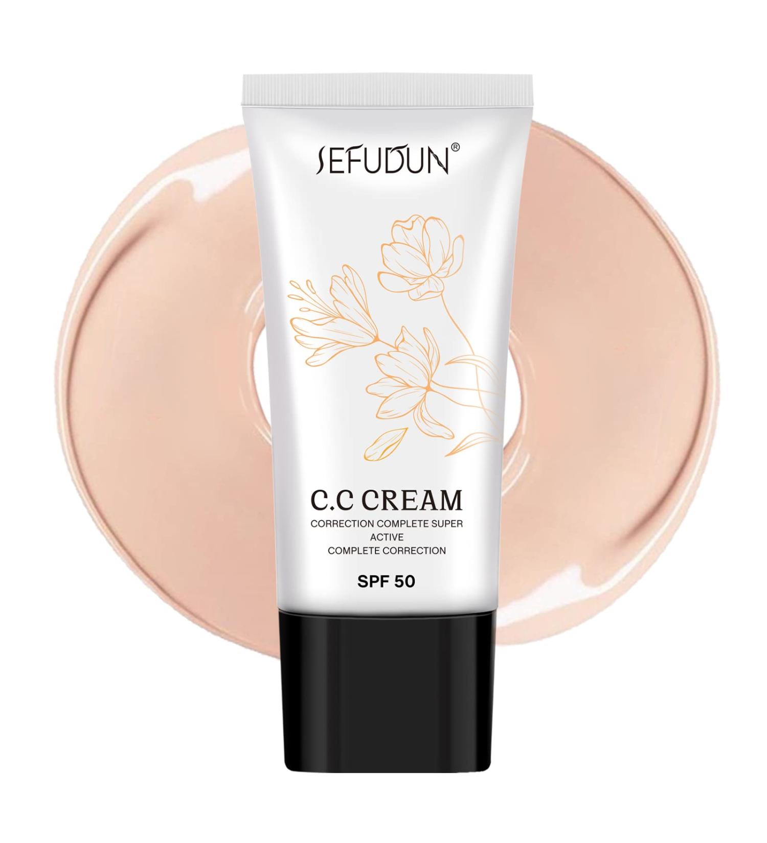CC Cream Full Coverage Foundation Makeup Primer & Sunscreen SPF 50+ Anti-Aging Moisturizer Natural Color - Buy Online on GoSupps.com