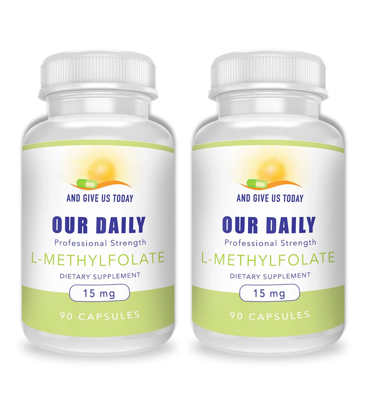 AND GIVE US TODAY OUR DAILY L-Methylfolate 15mg (2 Bottles) - 180 Capsules - Professional Strength Active Methyl Folate - 5-MTHF Supplement - Non GMO, Gluten Free, No Fillers - Buy Online on GoSupps.com