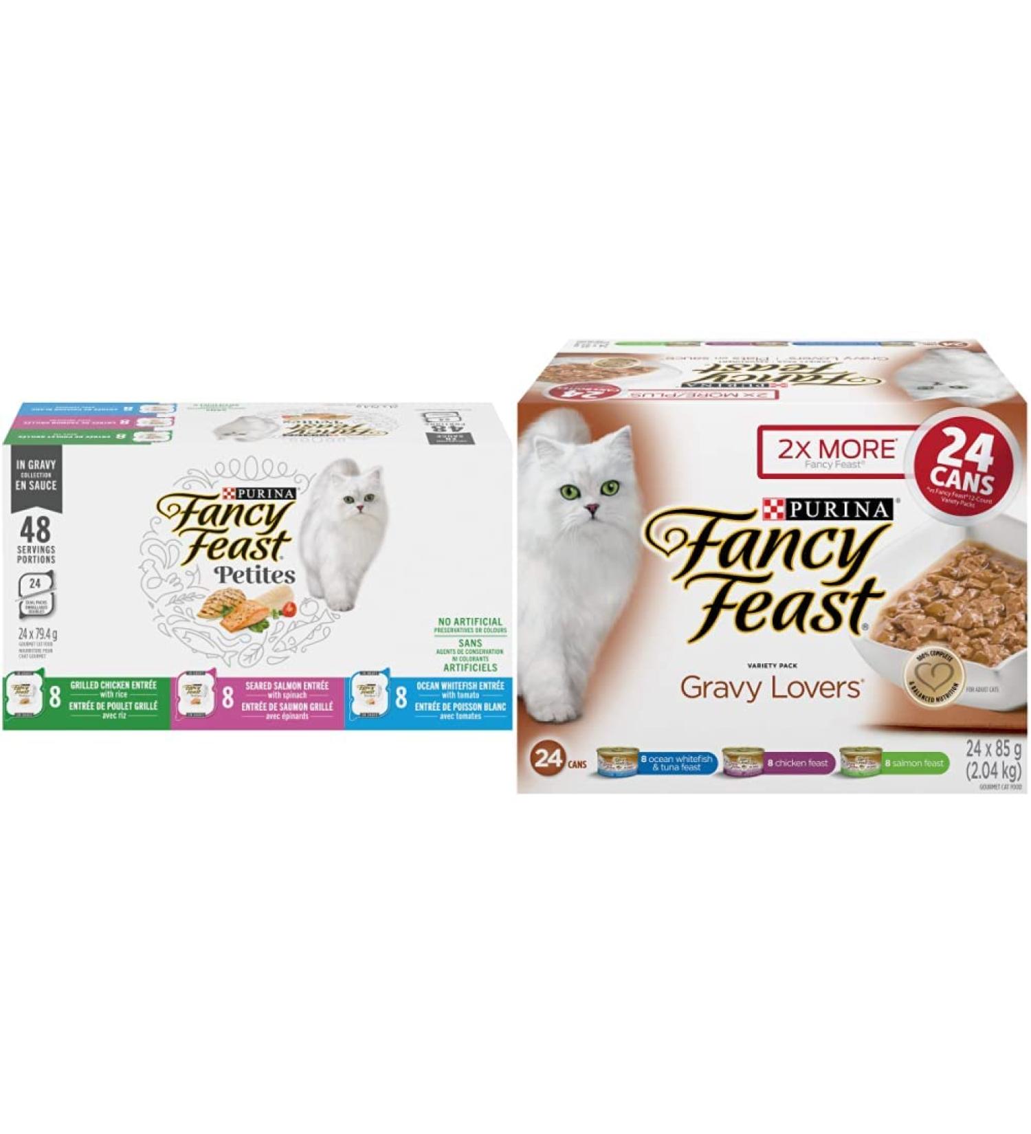 Fancy Feast Wet Cat Food Petites and Gravy Lovers Variety Pack | 48 Trays + Cans Wet Cat Food + Wet Cat Gravy Food - Buy Online on GoSupps.com