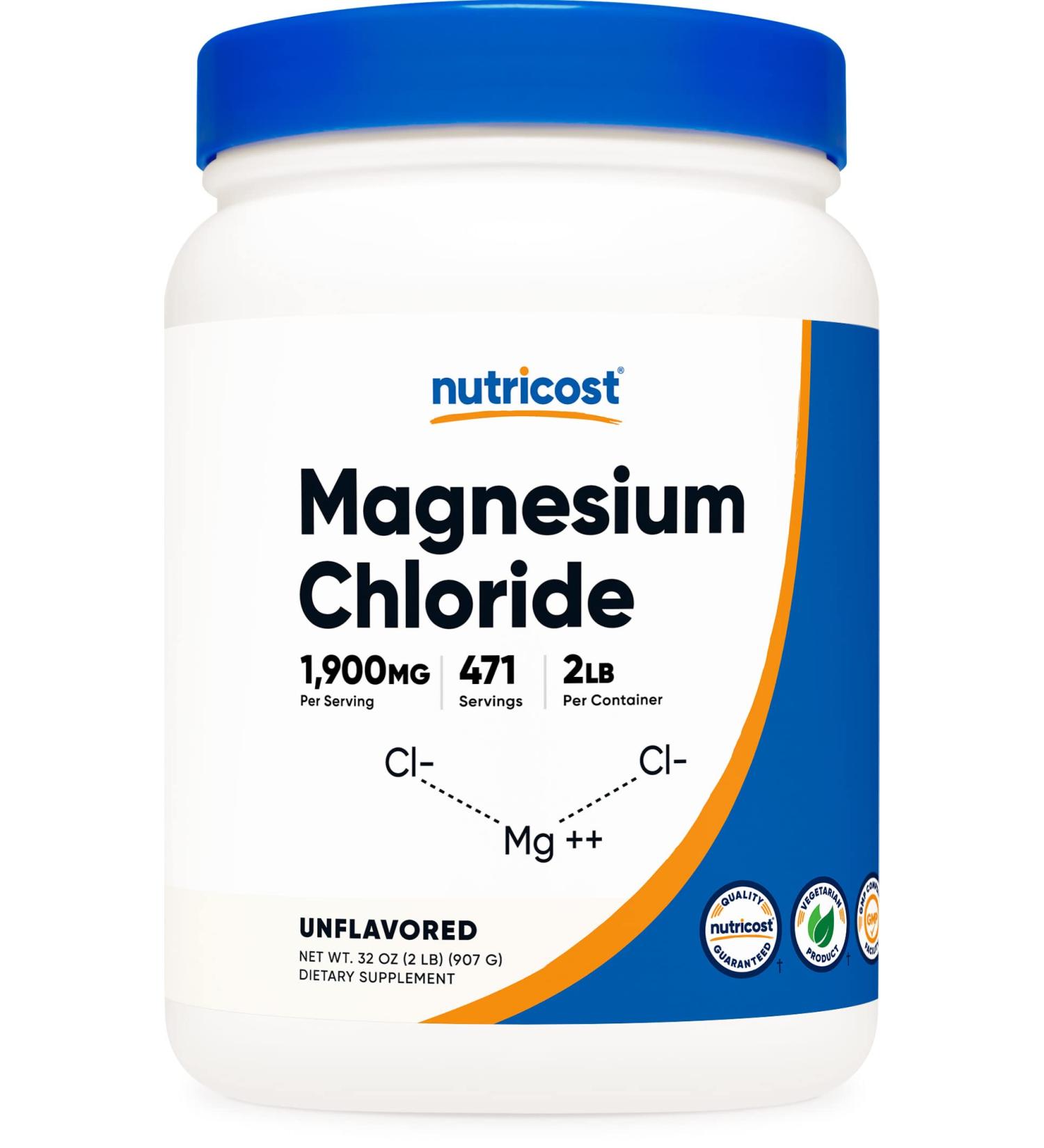 Nutricost Magnesium Chloride Powder 2 LBS - Gluten Free, Non-GMO, Vegetarian Friendly - Buy Online on GoSupps.com
