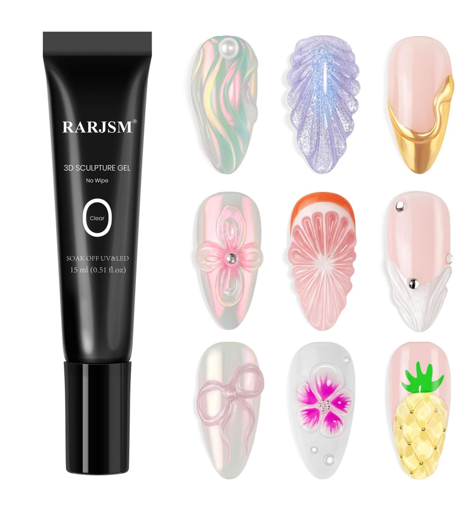 Buy RARJSM 3D Sculpting Gel - Premium Rhinestone Glue for DIY Nail Art Clear UV LED Curing Gel for Manicure Designs - Buy Online on GoSupps.com