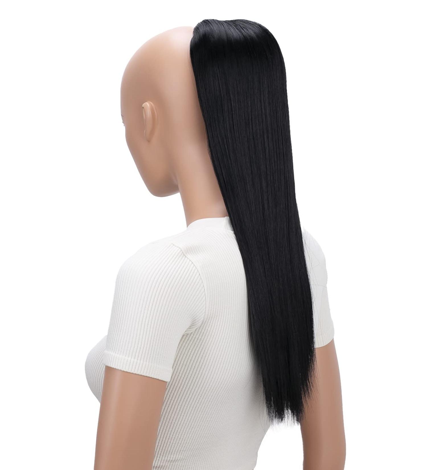 CAISHA 22 Heat-Resistant Synthetic Fiber Straight Black Ponytail Extension - PH501 Black #1 - Buy Online on GoSupps.com