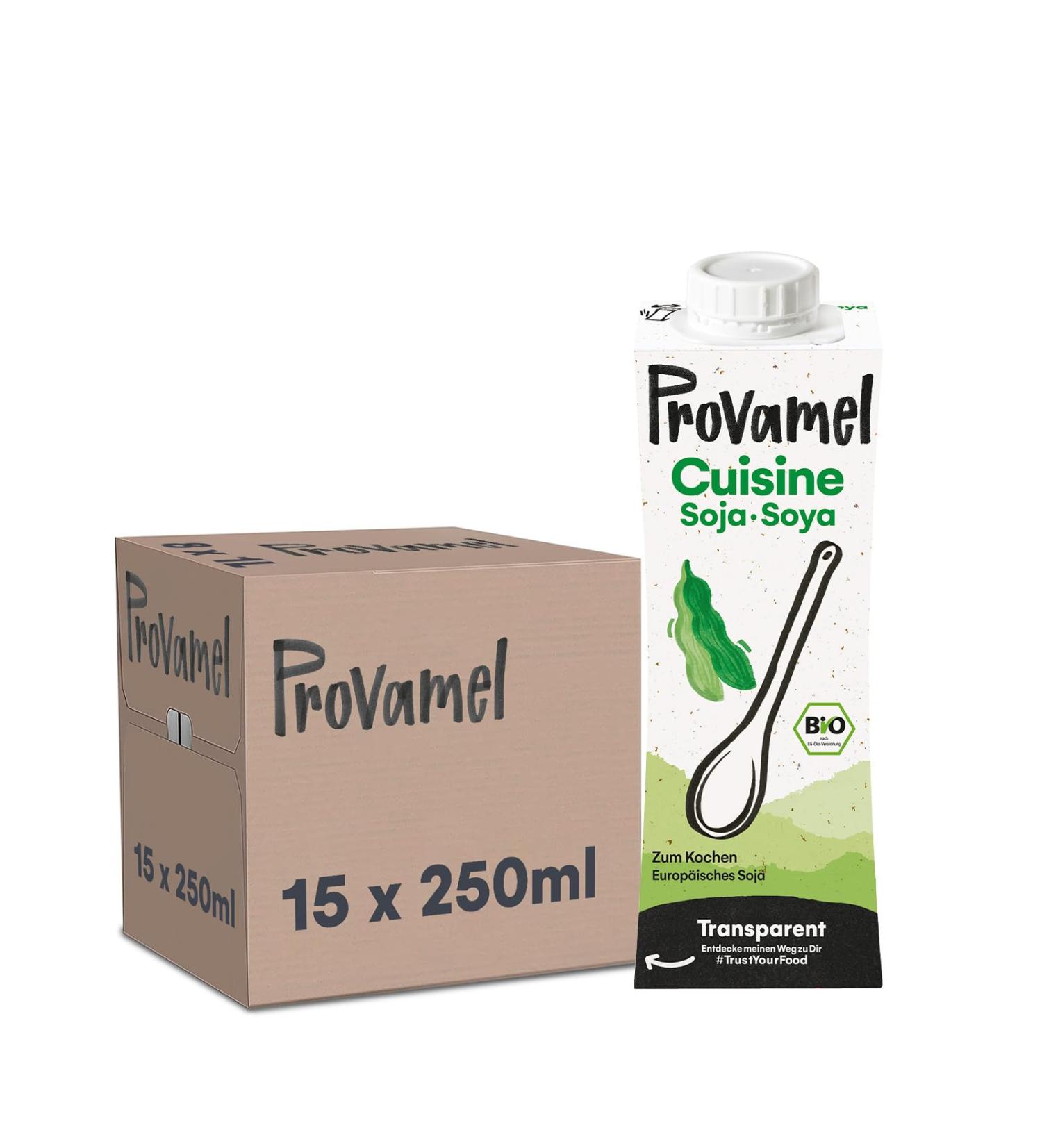Provamel Organic-Bio Soja Cuisine | Vegan Cooking Cream | 15x250ml Pack - UHT Organic Soya Product for International Shipping - Buy Online on GoSupps.com