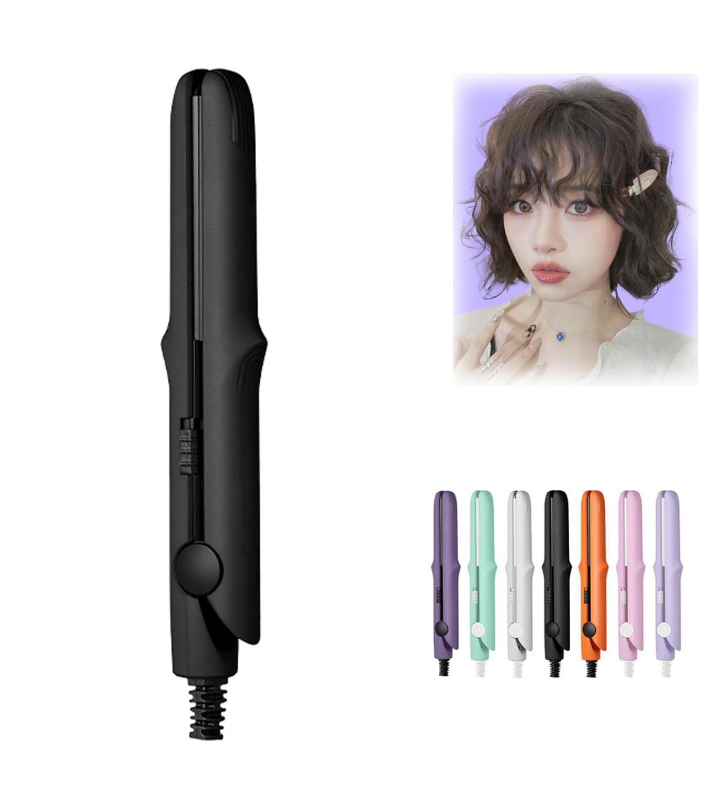 2-in-1 Mini Curling Wand & Flat Iron Hair Straightener Mini Dual Purpose Curling Iron Mini Curling Iron for Short Hair Portable Travel Curling Wand & Straightening Iron (D) - Buy Online on GoSupps.com