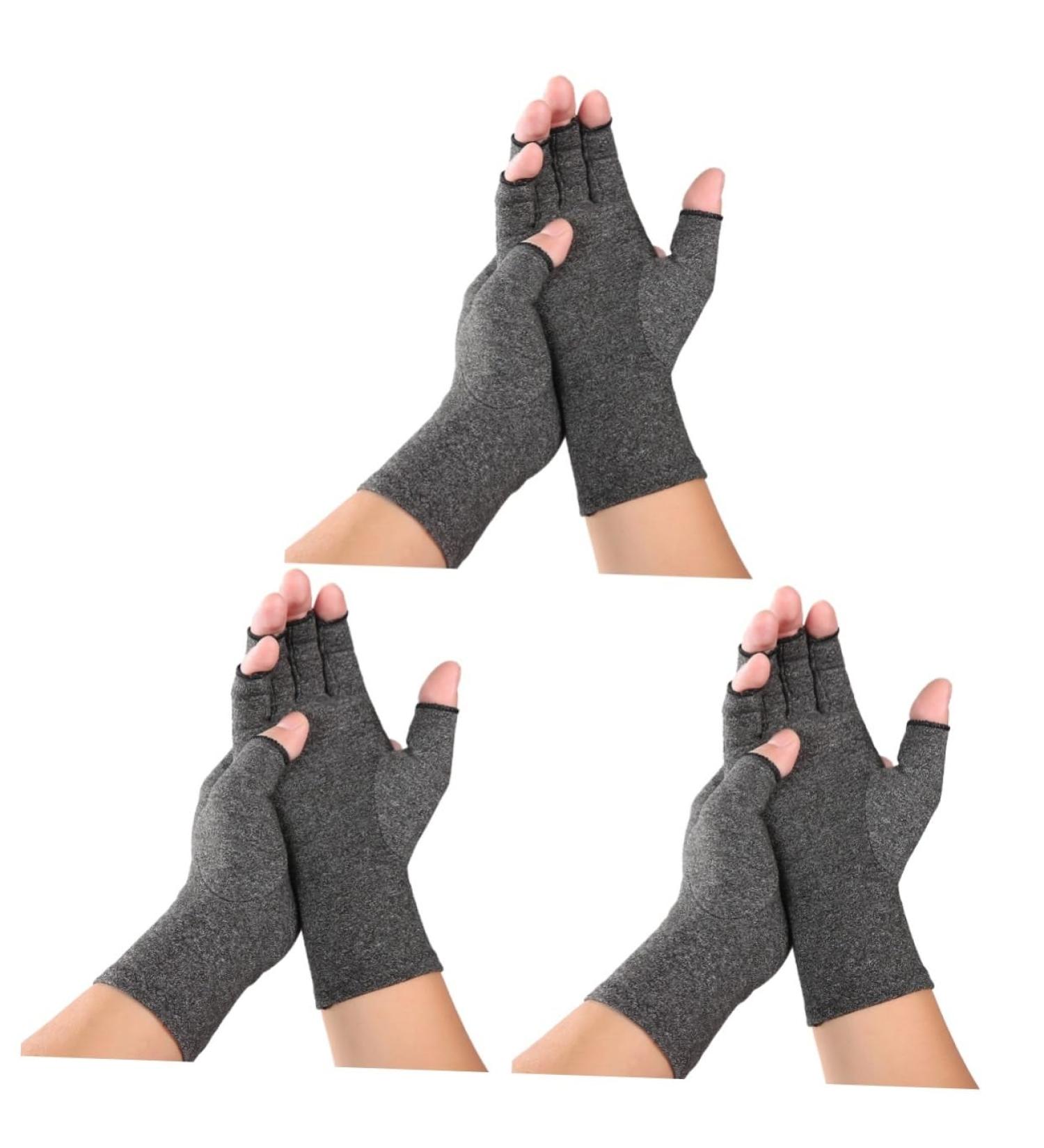 Mobestech 3 Pairs Grey Half Finger Compression Sports Gloves - Breathable Safety Hand Gloves for Indoor Use - Buy Online on GoSupps.com