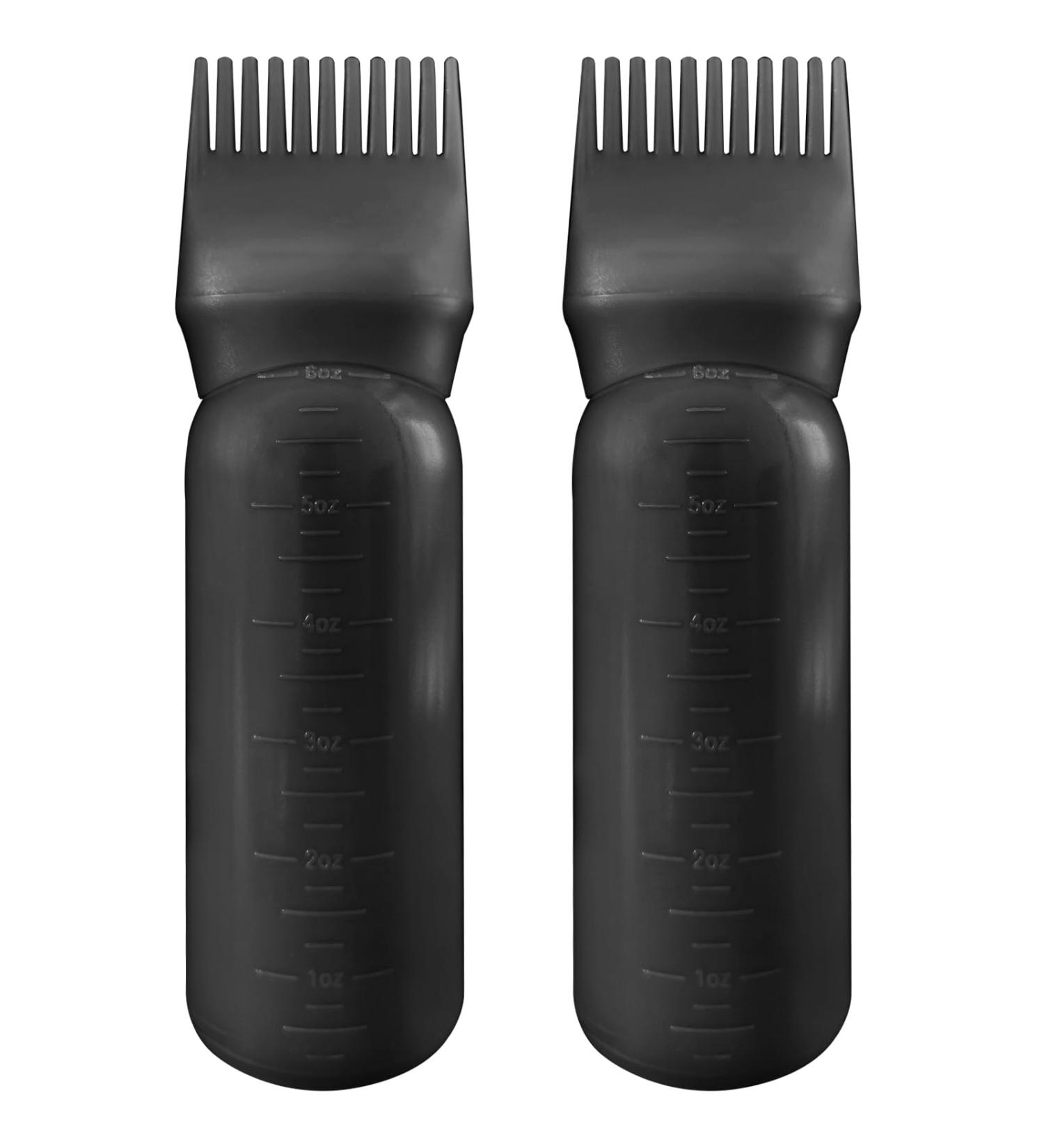 FYJLXF 2Pcs Root Comb Applicator Bottle 6 Ounce Hair Dye Applicator Brush Transparent Applicator Bottle with Graduated scale Hair Coloring Dye and scalp treament essential Black - Buy Online on GoSupps.com
