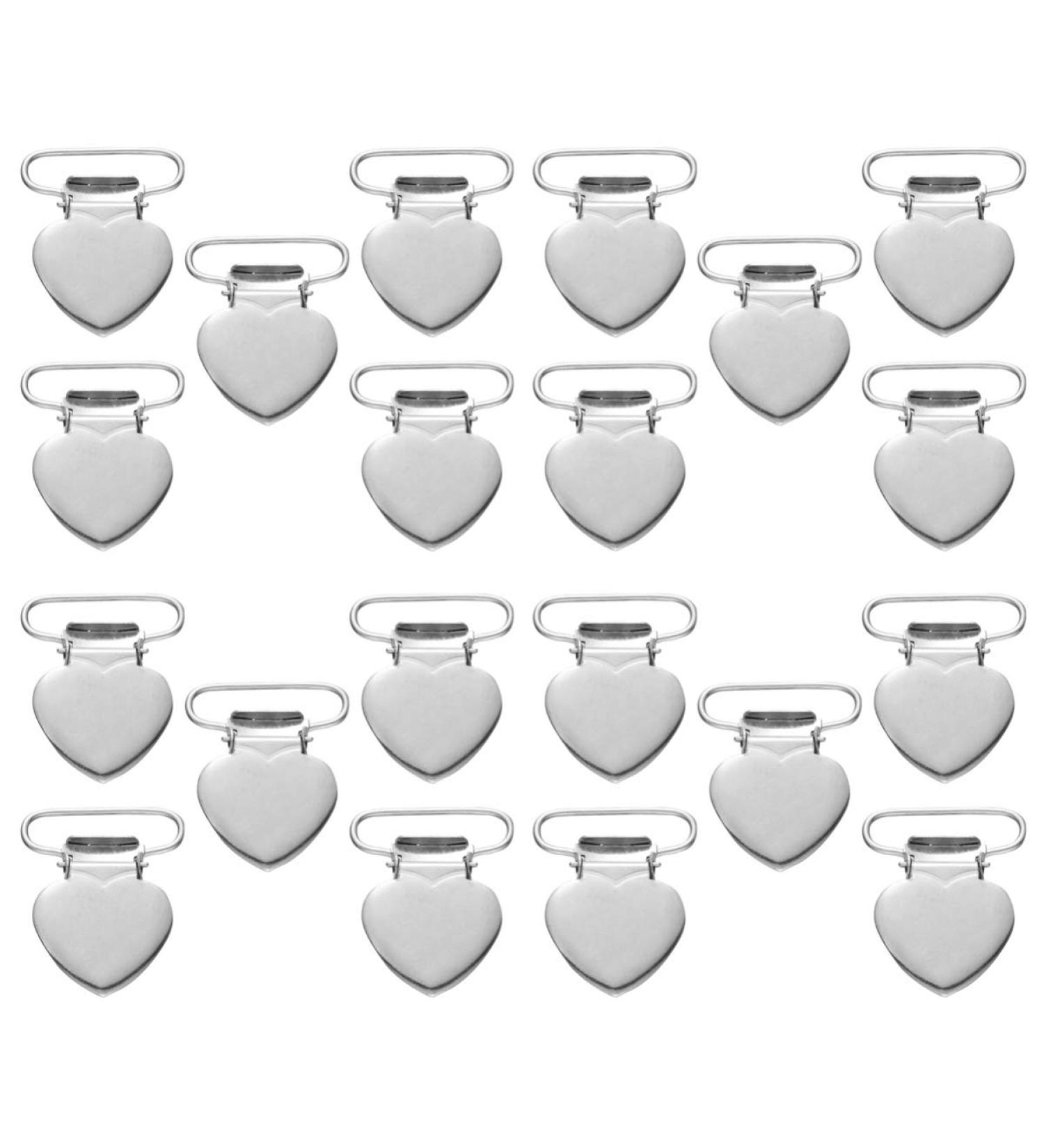 20pcs Heart Shaped Silver Pacifier Suspender Clips for Baby Teething Toys - 4 * 3cm - Buy Online on GoSupps.com