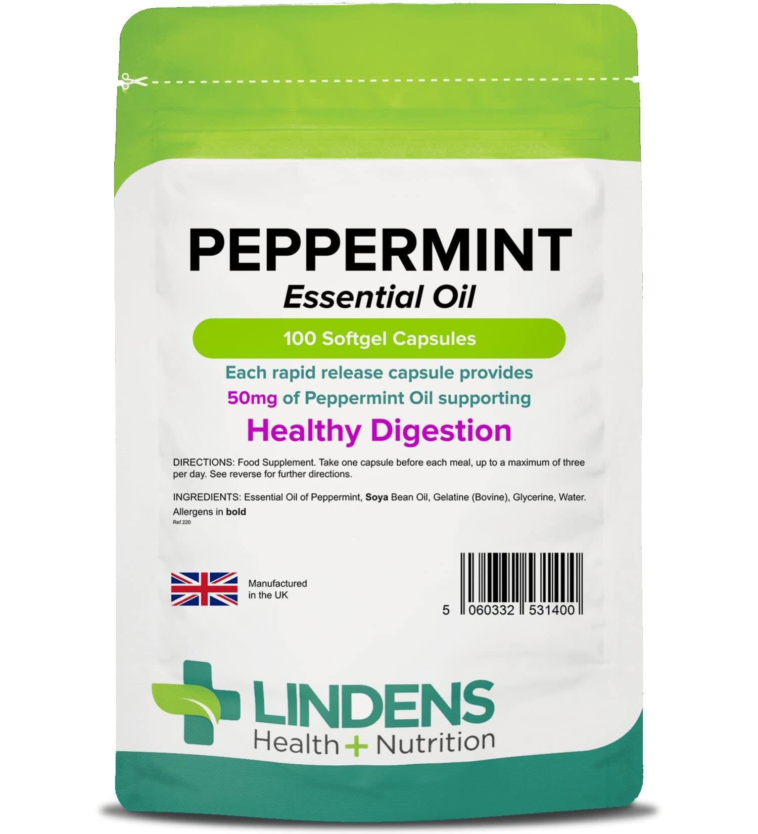 Lindens Peppermint Essential Oil Double Pack - 200 Capsules 50mg | Rapid Release | International Shipping - Buy Online on GoSupps.com