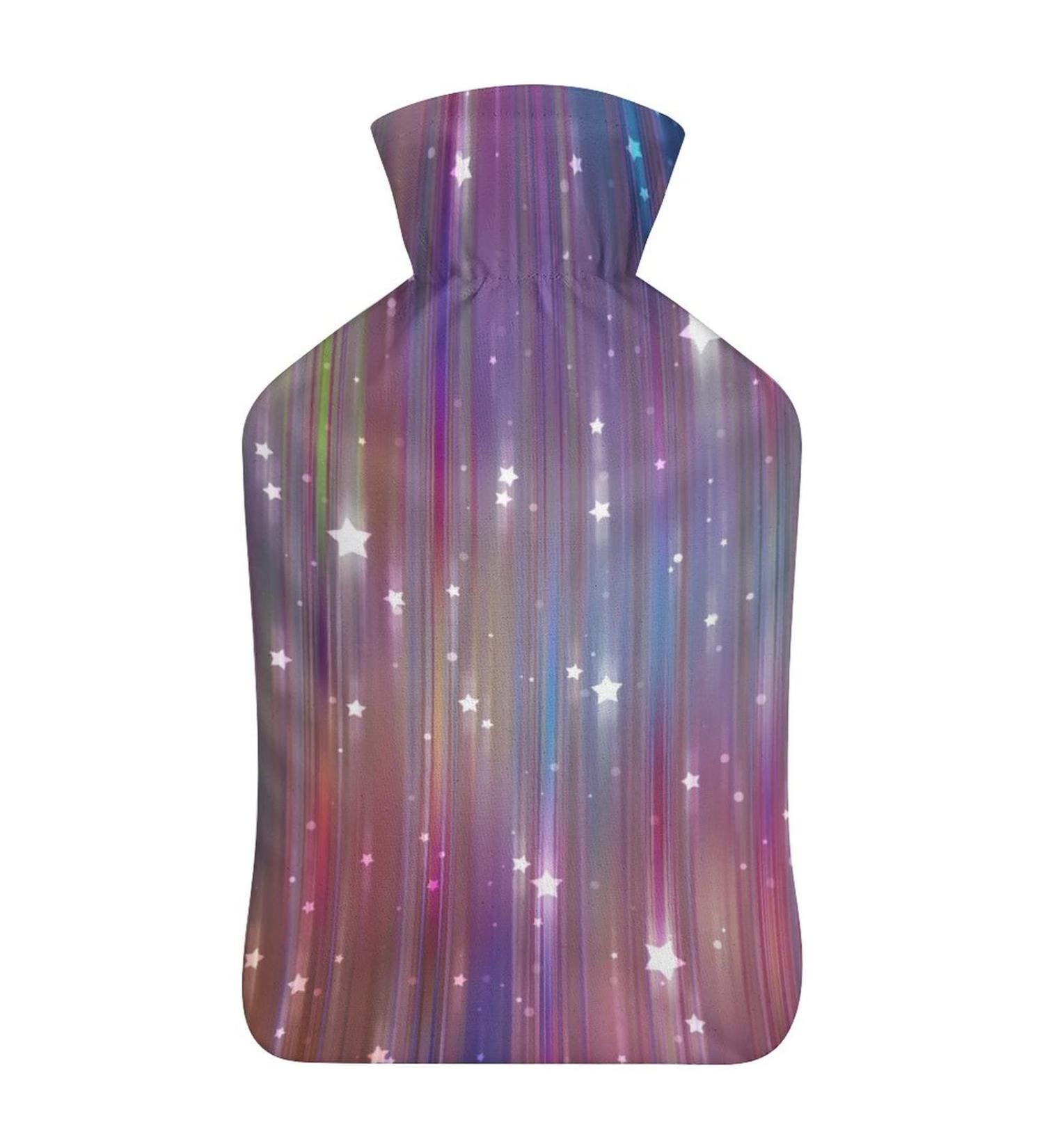 Color Glitter Hot Water Bottle with Plush Cover - Hand Warmer for Adults & Kids | 26.5x15.3cm - International Shipping Available - Buy Online on GoSupps.com