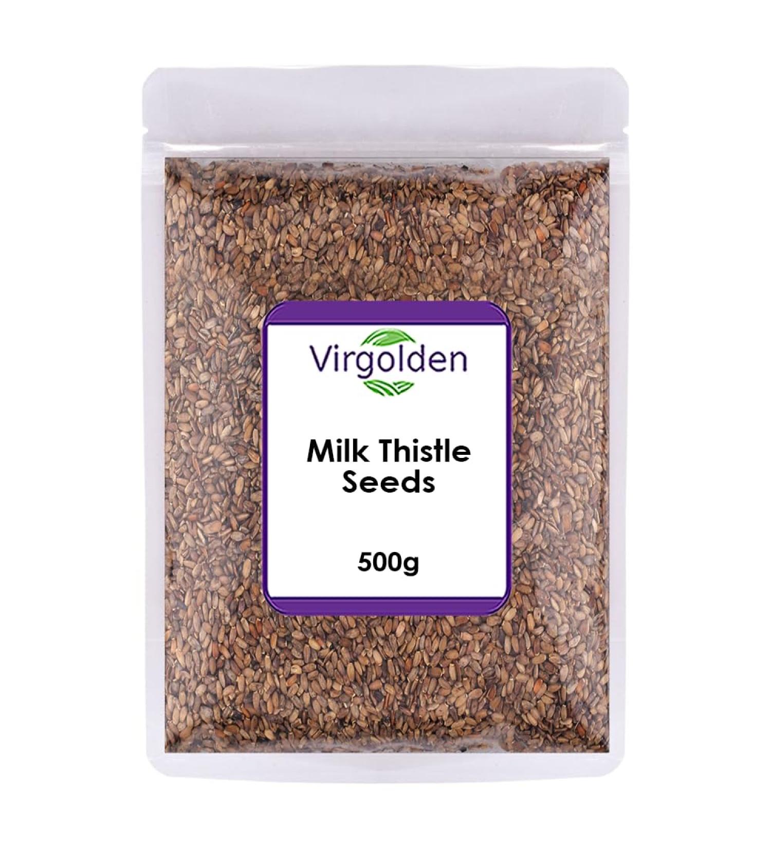 Milk Thistle Seeds 500g - Whole Seeds Natural Silybum Marianum Mild Slightly Sweet Flavour Vegan & Vegetarian by Virgolden - Buy Online on GoSupps.com