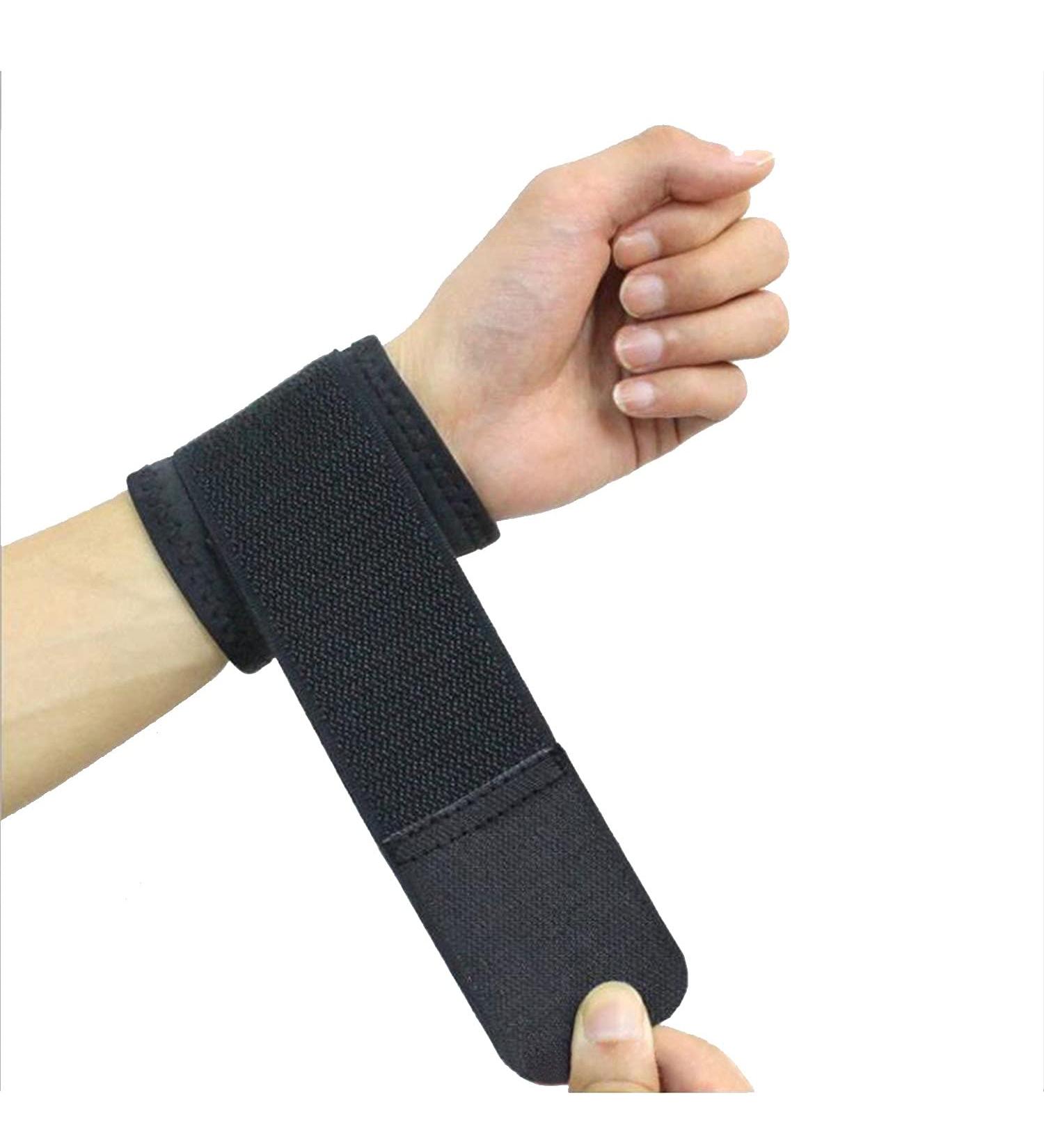 Shop Neoprene Carpal Tunnel Wrist Brace - Anti-Sprain Protection for Basketball | 1 Pair Elastic Compression Strap in Black - Buy Online on GoSupps.com