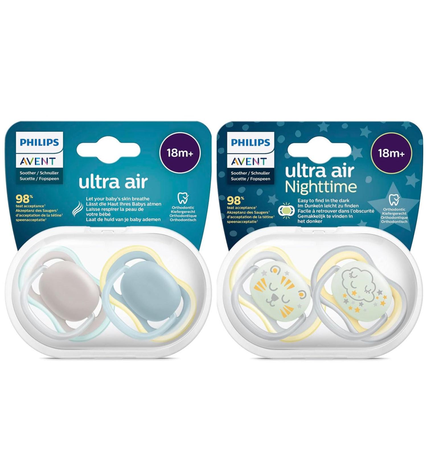 Philips Avent Ultra Air Pacifier Set 18+ Months - 4 Pieces with Sterilization Box | International Shipping Available - Buy Online on GoSupps.com