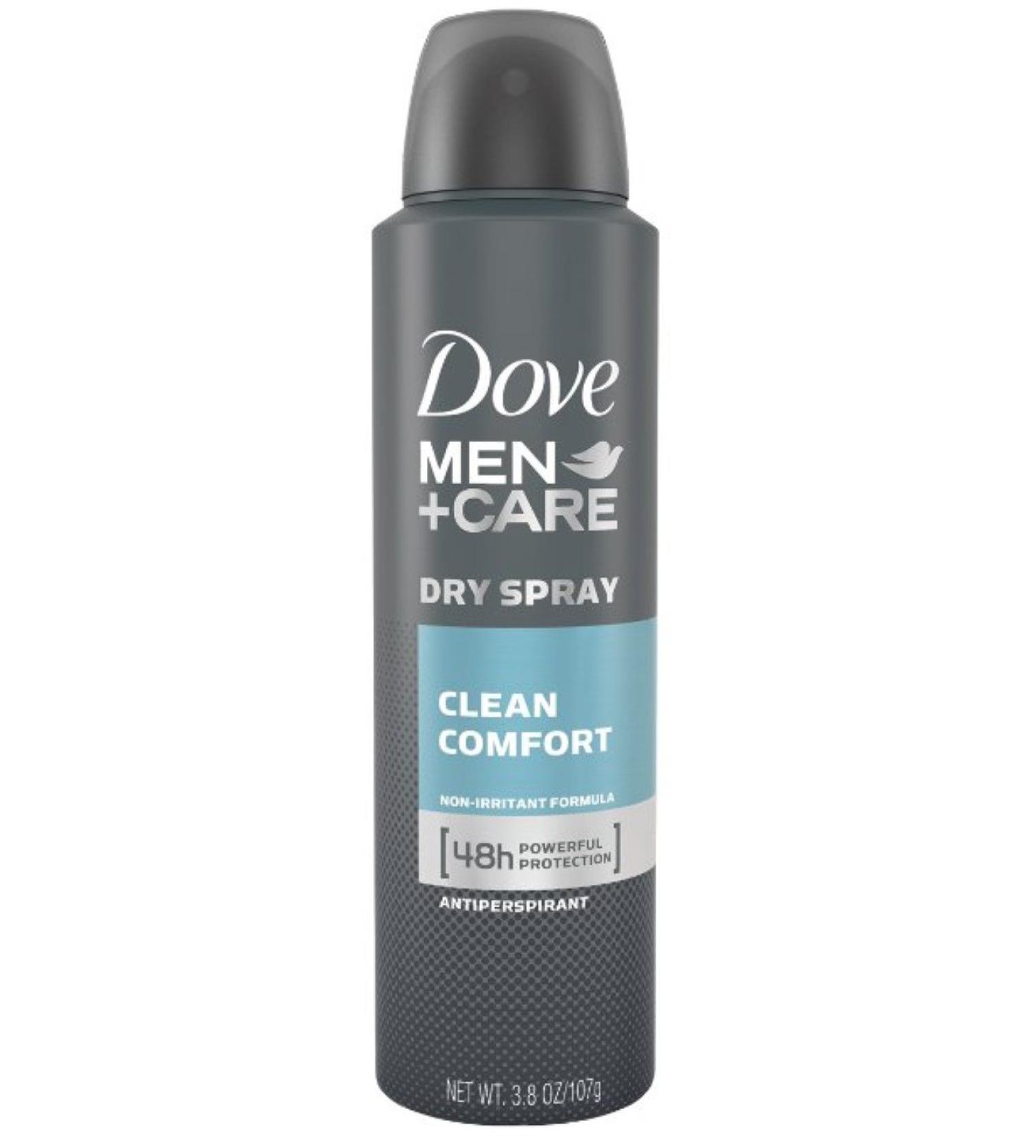 Dove Men + Care Dry Spray Antiperspirant, Clean Comfort 3.8 oz (Pack of 3)