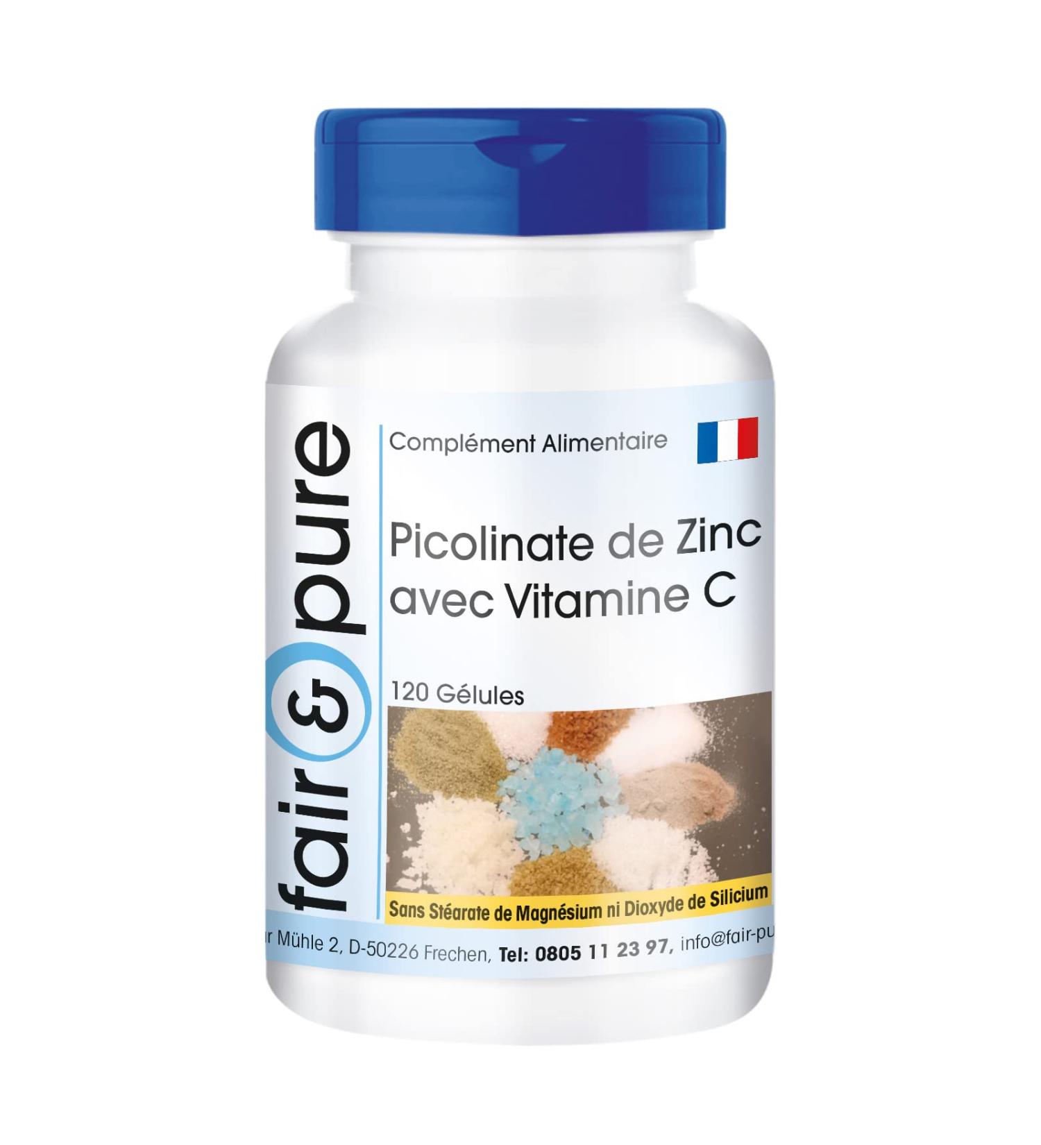 Fair & Pure - Zinc Picolinate + Vitamin C - 15mg Zinc & 100mg Vitamin C per daily dose - vegan - 120 capsules - Buy Online on GoSupps.com