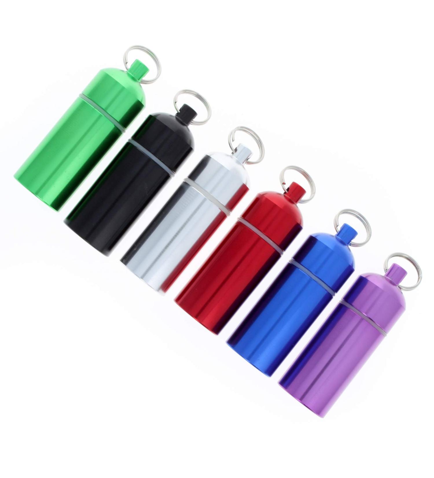 6-Pack ID Pill Holder Key Chain - Assorted Colors Plastic Coated O Ring Cap | International Shipping Available - Buy Online on GoSupps.com