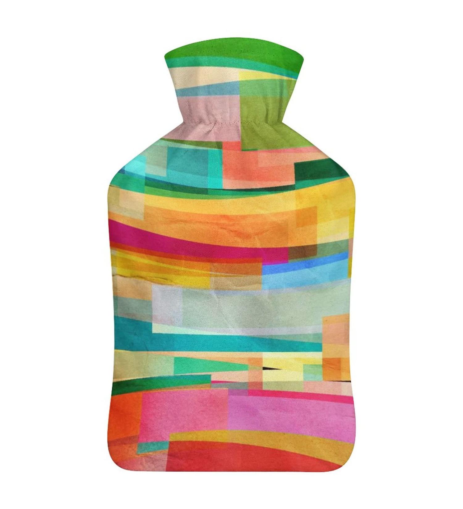 Color Hot Water Bottle with Plush Cover - Bed Warmer for Adults & Children - 26.5x15.3cm - International Shipping Available - Buy Online on GoSupps.com