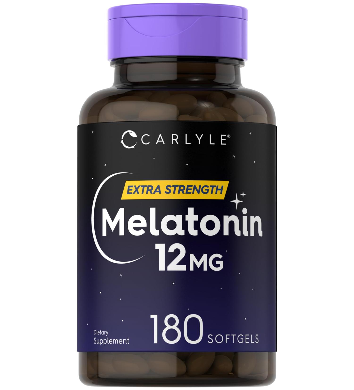 Carlyle Melatonin 12 mg | 180 Softgel Capsules | Adult Extra Strength Support Supplement | Non-GMO Gluten Free - Buy Online on GoSupps.com