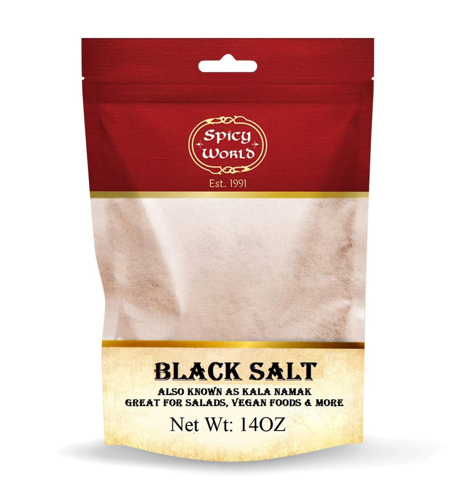 Spicy World Kala Namak Indian Black Salt 14 oz - Vegan, Pure, Unrefined, Non-GMO & Natural - 14 Ounce - Buy Online on GoSupps.com