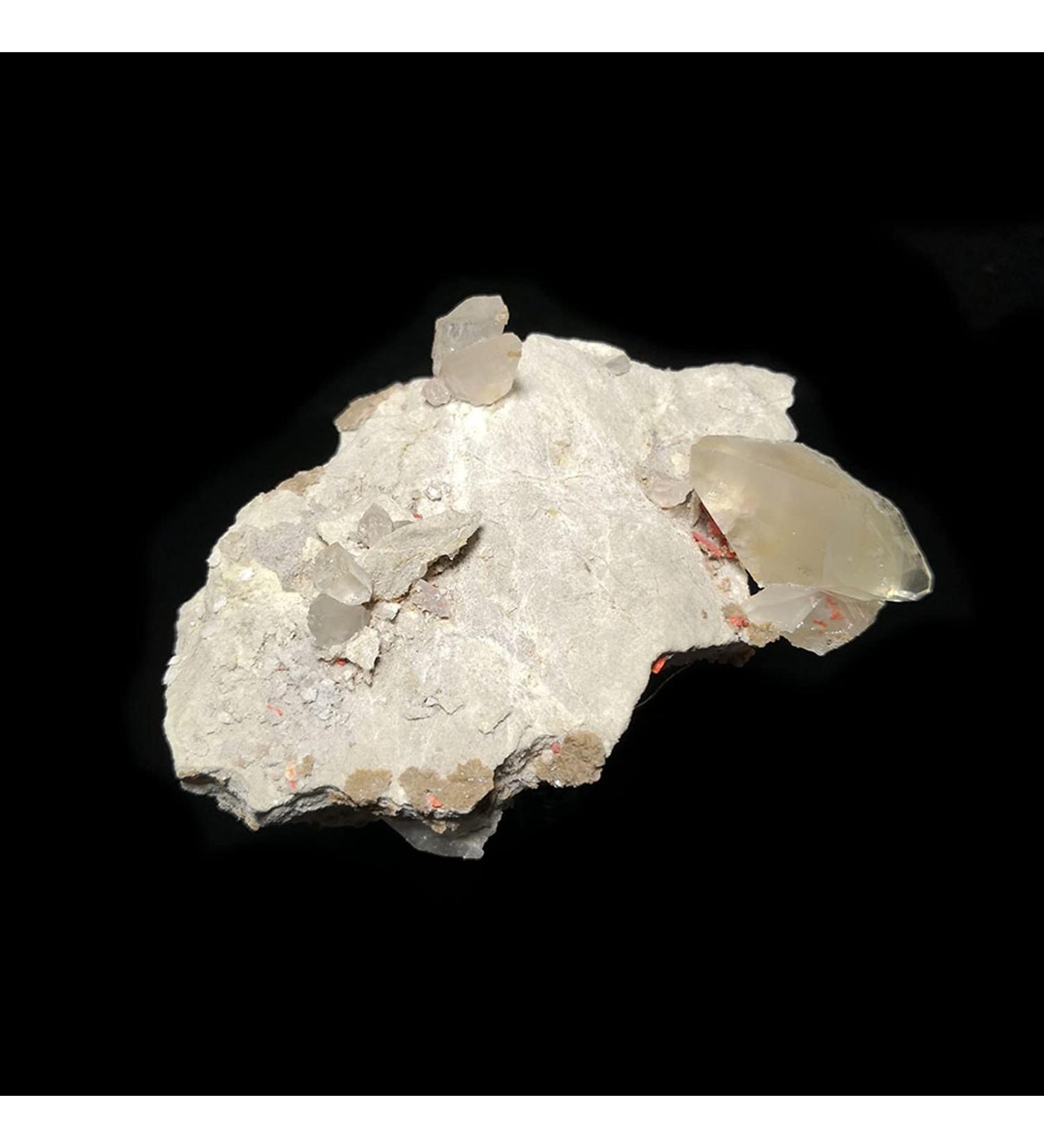 Natural Crystal Rough 224g B1-1 Natural Stone Calcite and Realgar Crystal Specimen Home Decoration from Hunan Province China Home Decoration Natural Stones Room Decoration Stone Mineral Specimen