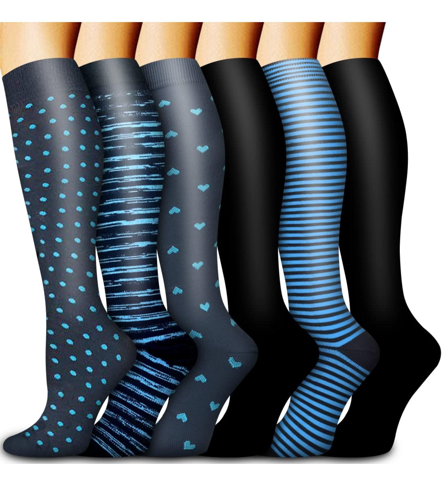 Bluemaple Copper Compression Socks for Men & Women - 6 Pairs | Best for Running Sports Hiking Travel & Pregnancy (L-XL) - Buy Online on GoSupps.com