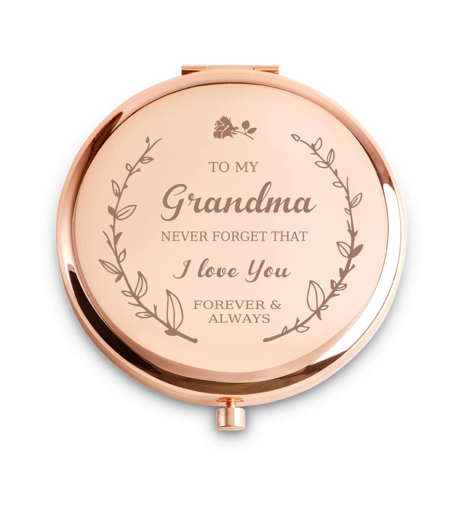 COYOAL Personalized Engraved Compact Mirror - Unique Grandma Gifts for Mother's Day, Birthday - Nana, Grammy, Grandmother Rose Design - Buy Online on GoSupps.com